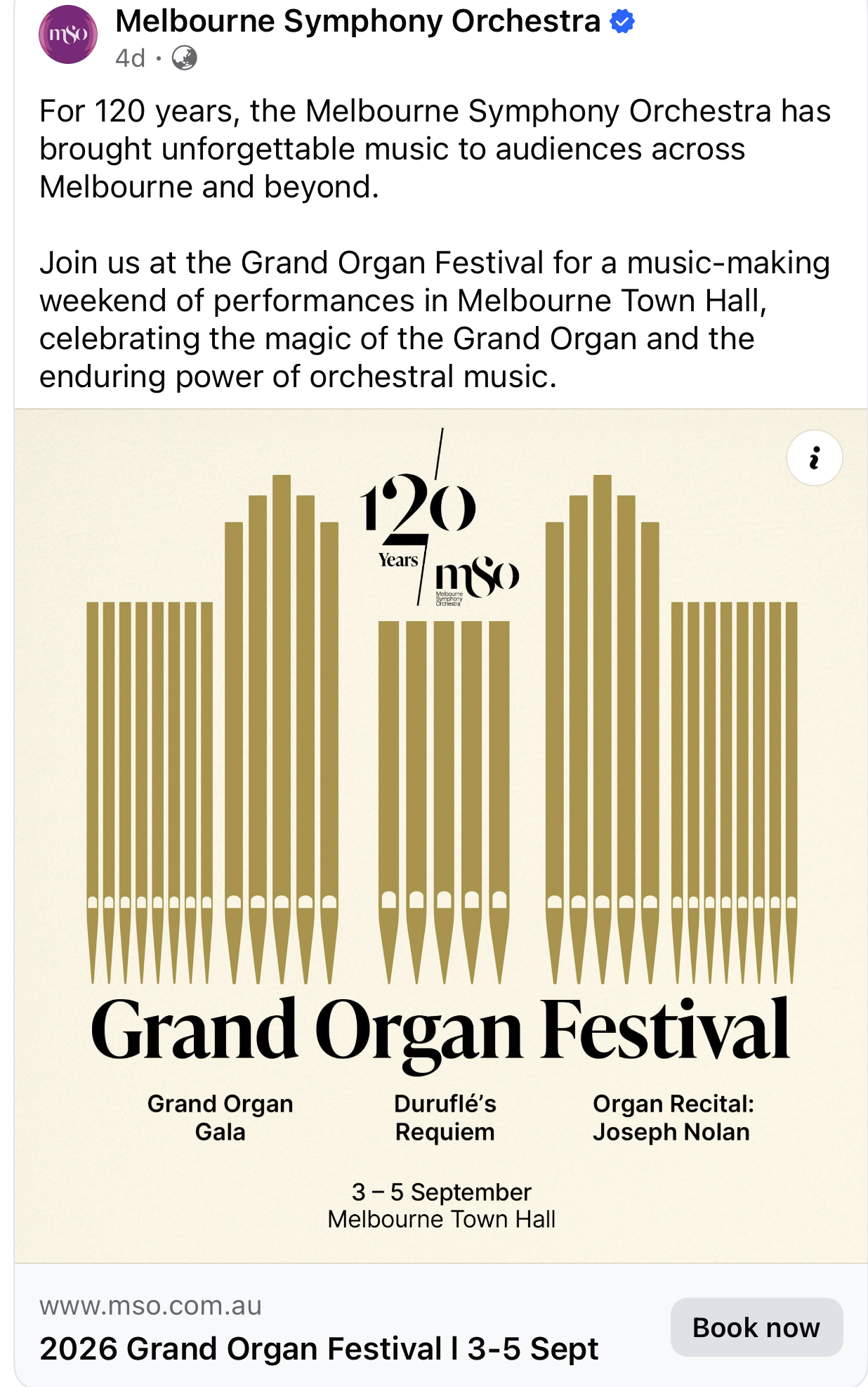 Melbourne Symphony Orchestra Grand Organ Festival Coming Soon