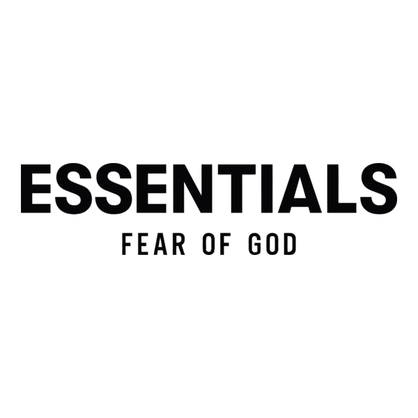 The image features the words 'ESSENTIALS' in large bold letters and 'FEAR OF GOD' in smaller text underneath, all in black on a white background.