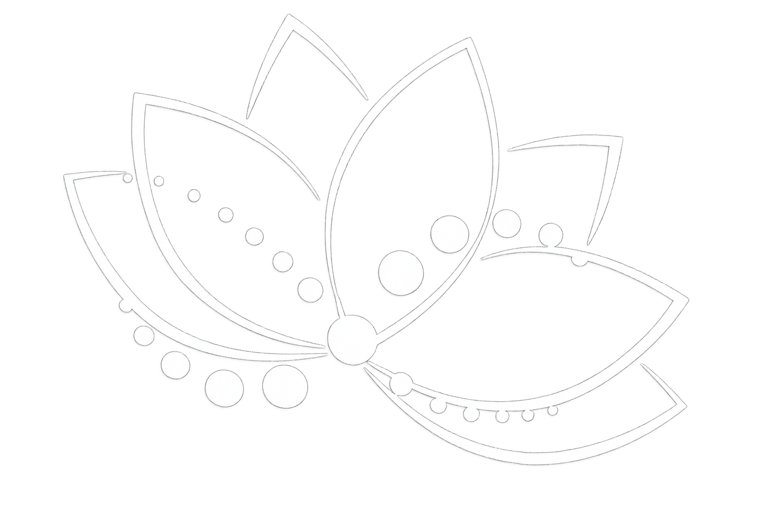 Outline of a butterfly with abstract colorful elements inside its wings, including circles and lines in various colors.