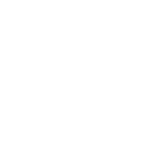 A minimalist white line drawing of a mountain scene with a large sun or moon in the sky, on a black background.