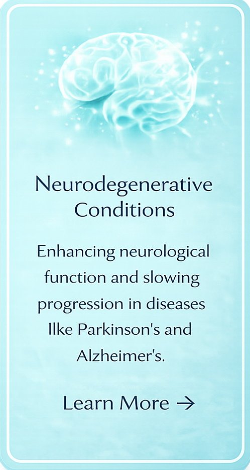 Stem cell therapy for neurodegenerative conditions like Parkinsons and Alzheimers