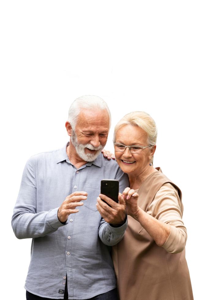 older couple checking stem cell therapy cost estimate after consultation on mobile phone