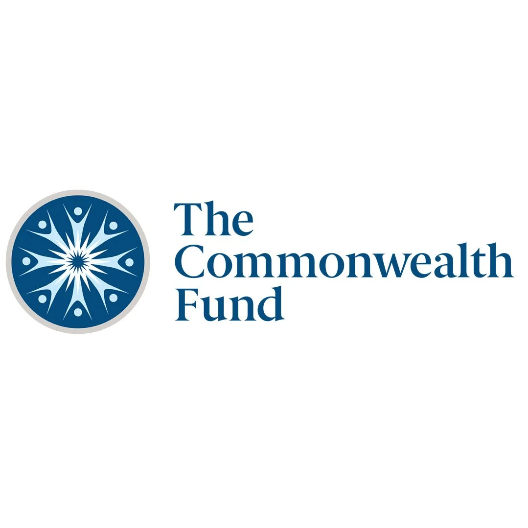 Logo of The Commonwealth Fund with a blue and gray emblem and blue text.