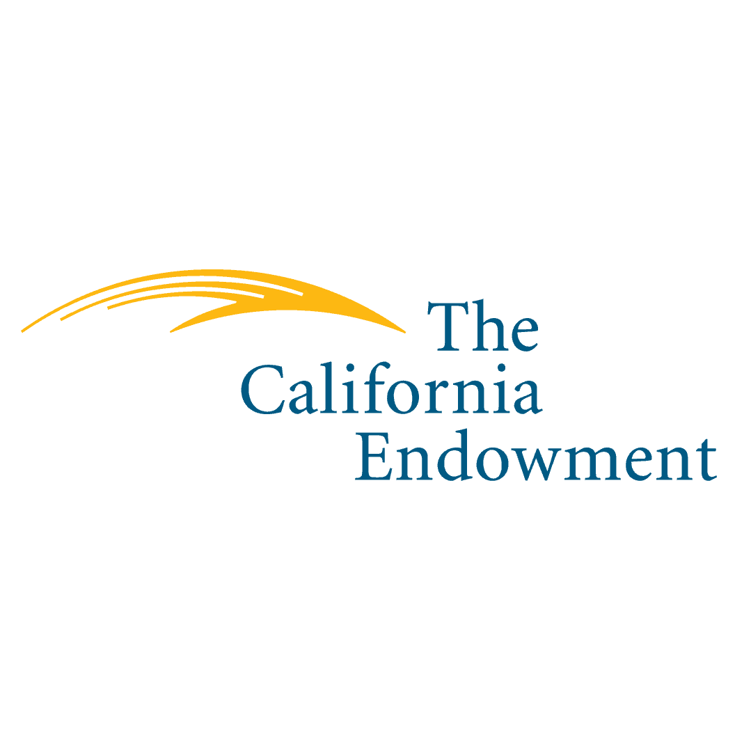 Logo of The California Endowment with a stylized yellow arc and blue text