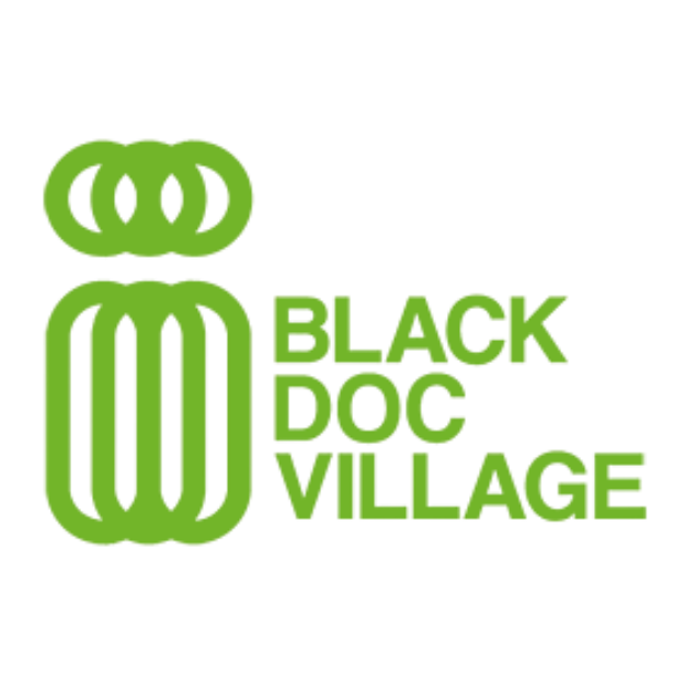 Logo for Black Doc Village featuring a Doc icon and text in green