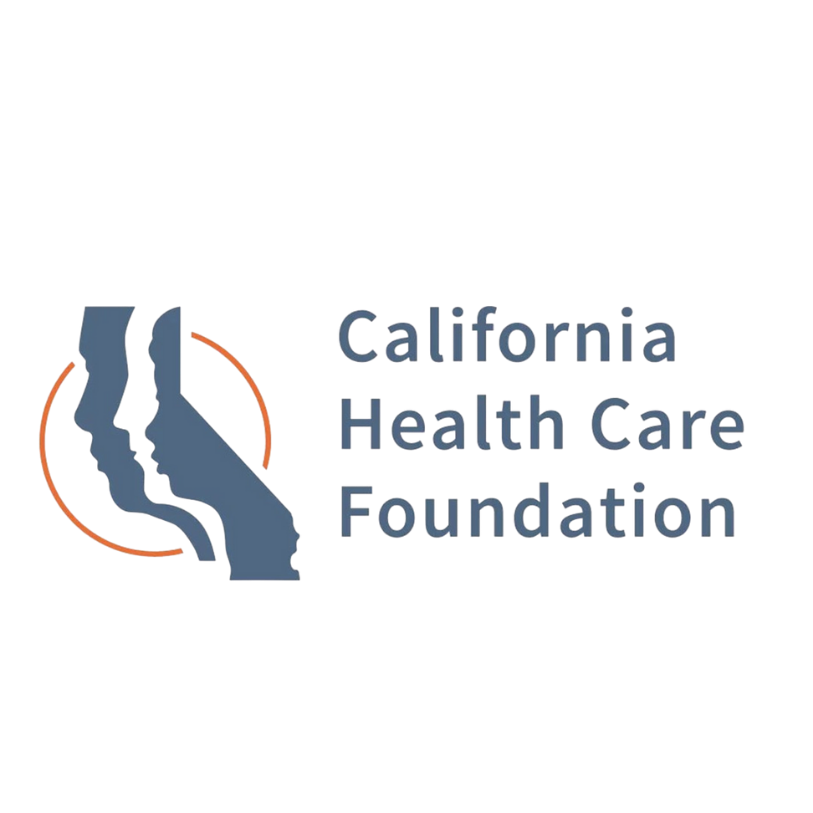 Logo for the California Health Care Foundation featuring stylized side profiles of three faces and the foundation's name in blue text.