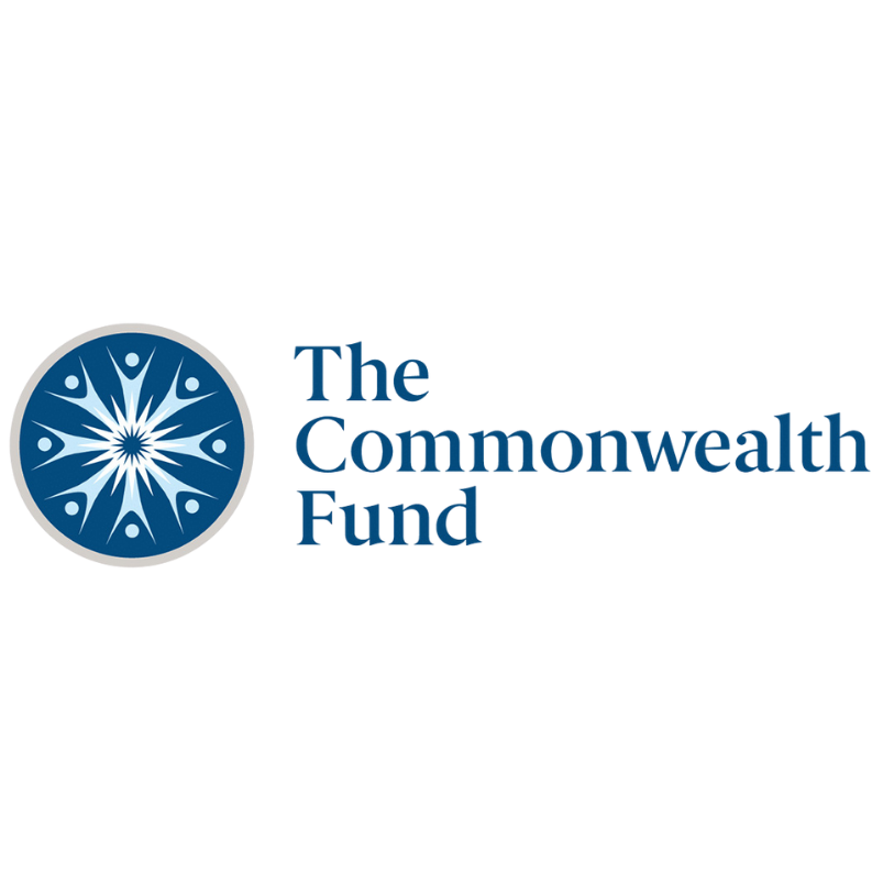 Logo of The Commonwealth Fund featuring a circular emblem with stylized figures holding hands around a starburst design, followed by the organization's name in blue text.