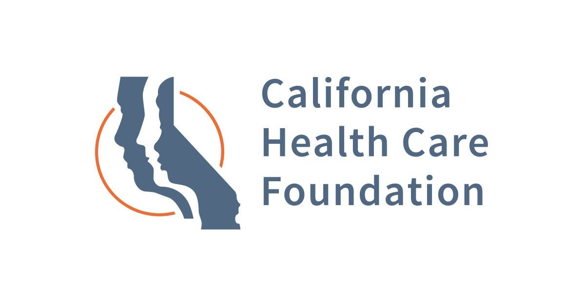 Logo of California Health Care Foundation featuring silhouettes of California state with internal profiles of faces and a circular line.