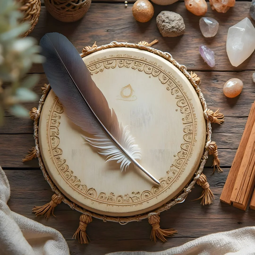 Drum with feather on top