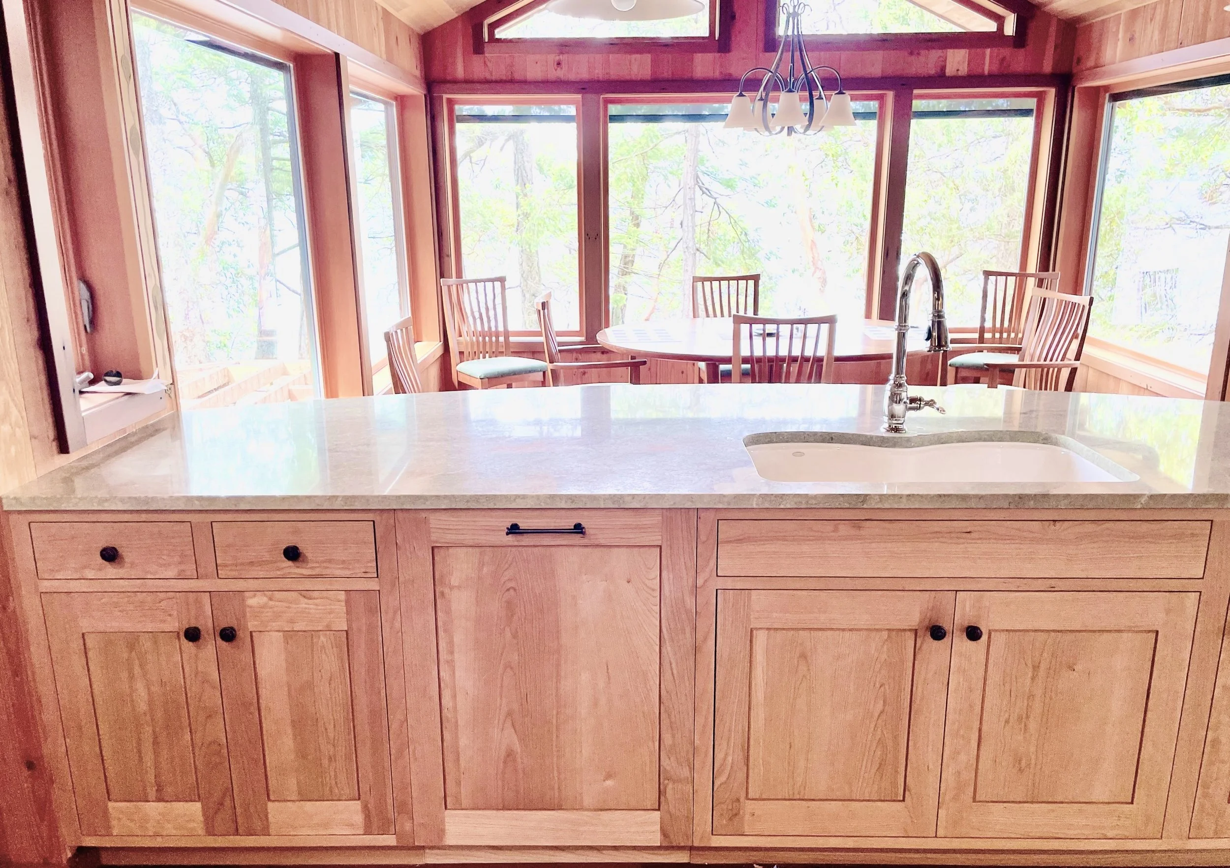 Solid cherry island cabinets