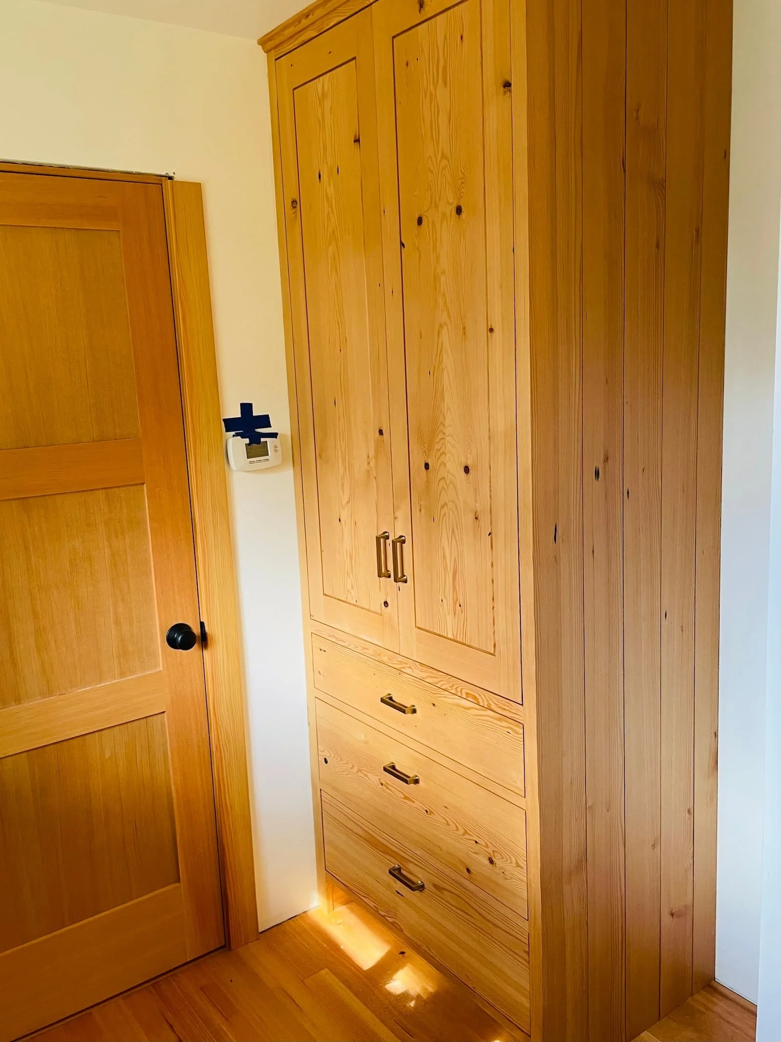 Reclaimed fir solid wood armoire with drawers and internal slide out drawers