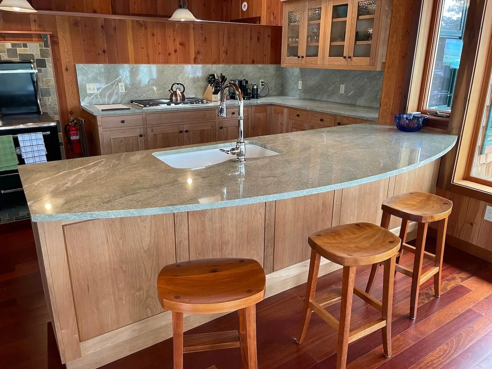 Solid cherry kitchen island in the San Juans