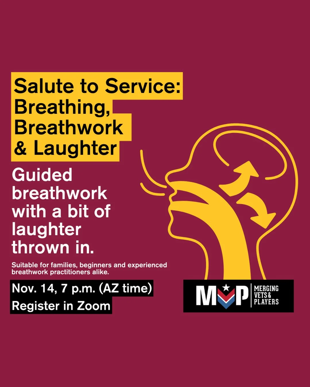 MVP Virtual x ASU Breathwork: Breathing, Breathwork &amp; Laughter 7-8pm