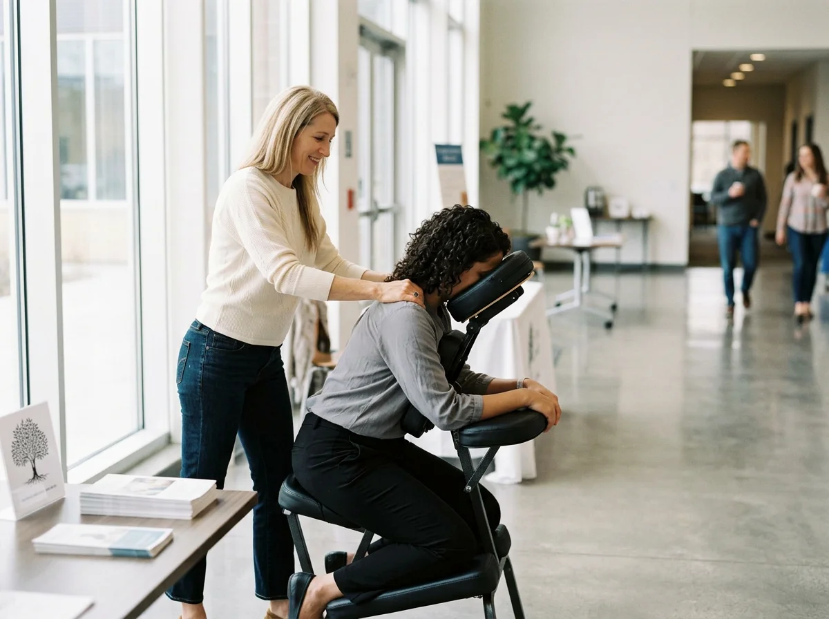 Chair massage at a local workplace event.
