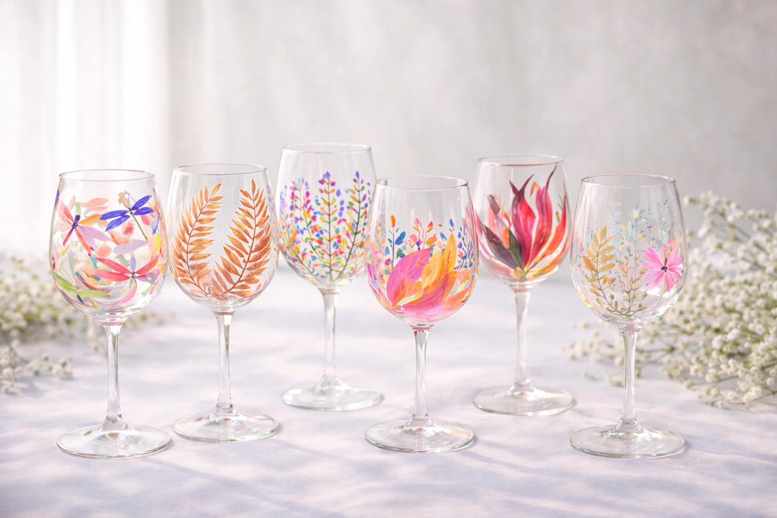 floral wine glass painting session