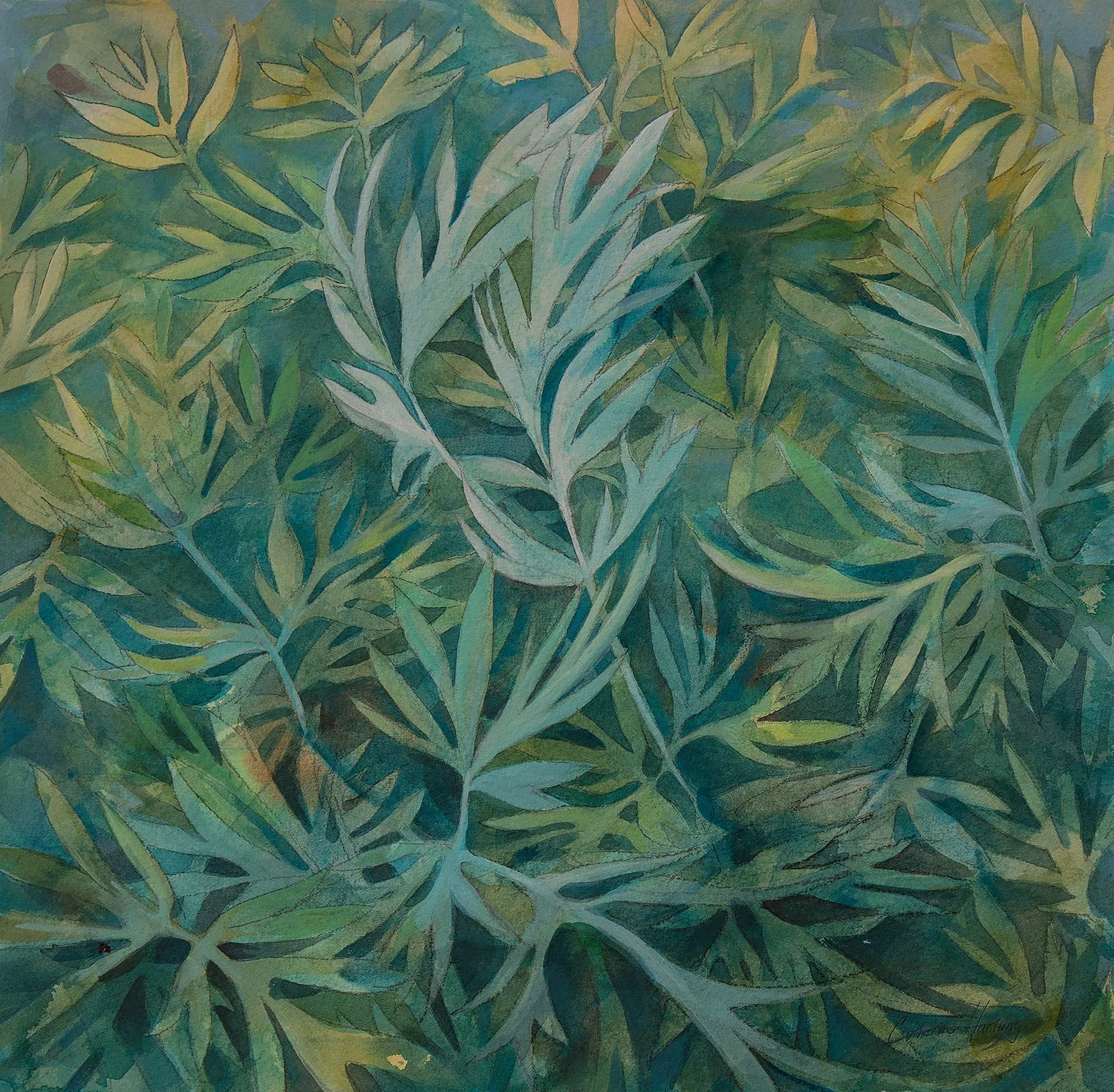 "Green Leaves" (Original sold - 10x 10 inch Giclee prints available)