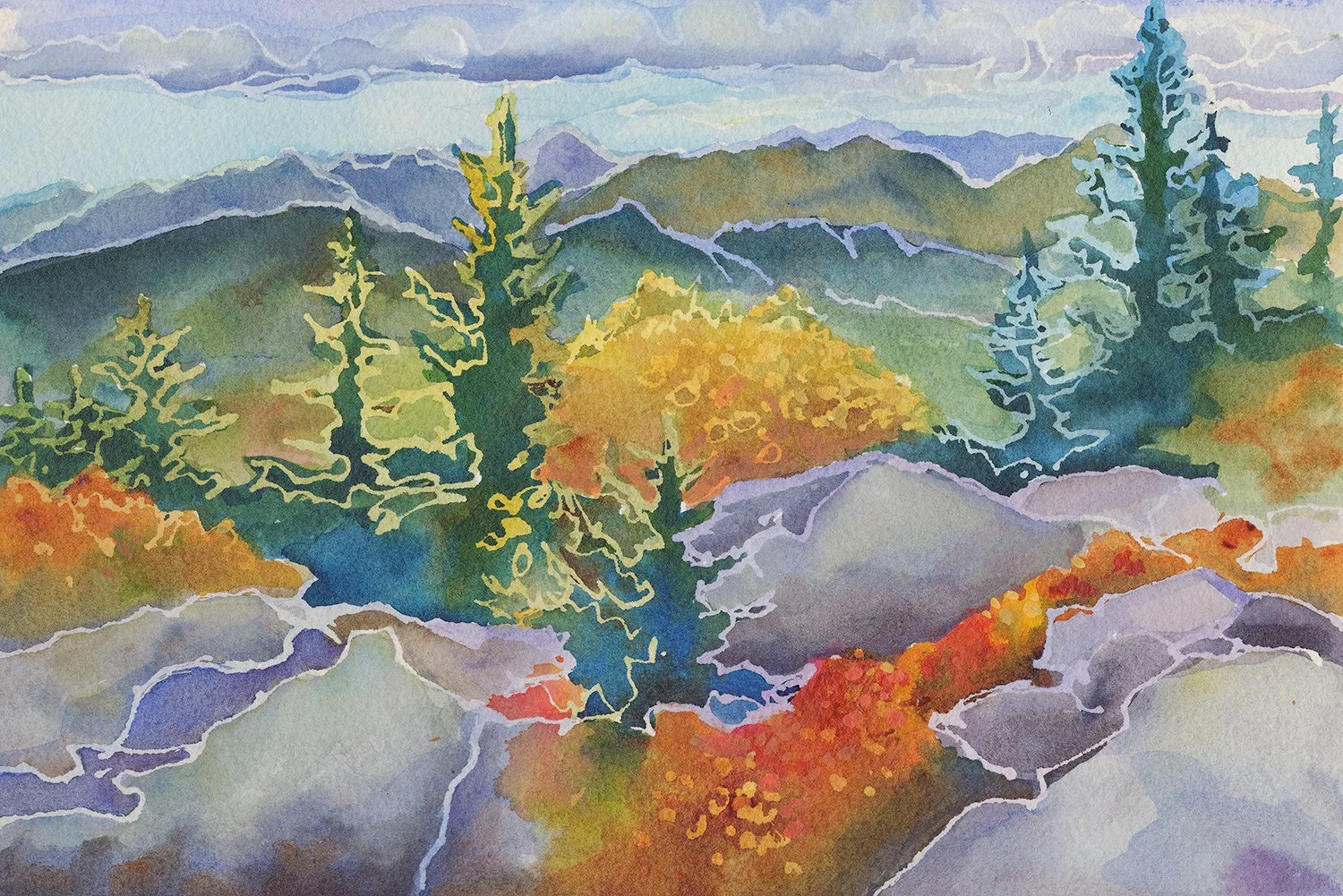 "Jay Range - Fall" (Original sold - 6x9 inch giclee prints available)