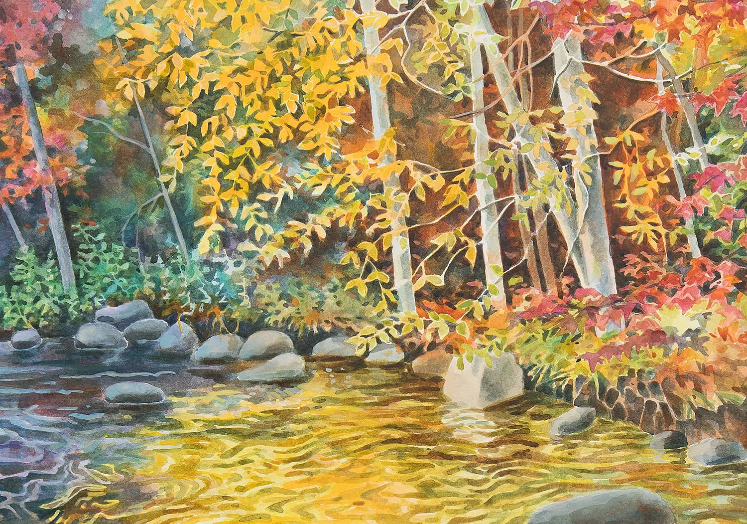 "Fall Stream"  (Original sold - 
Limited series 13x19 inch giclee prints available.) 