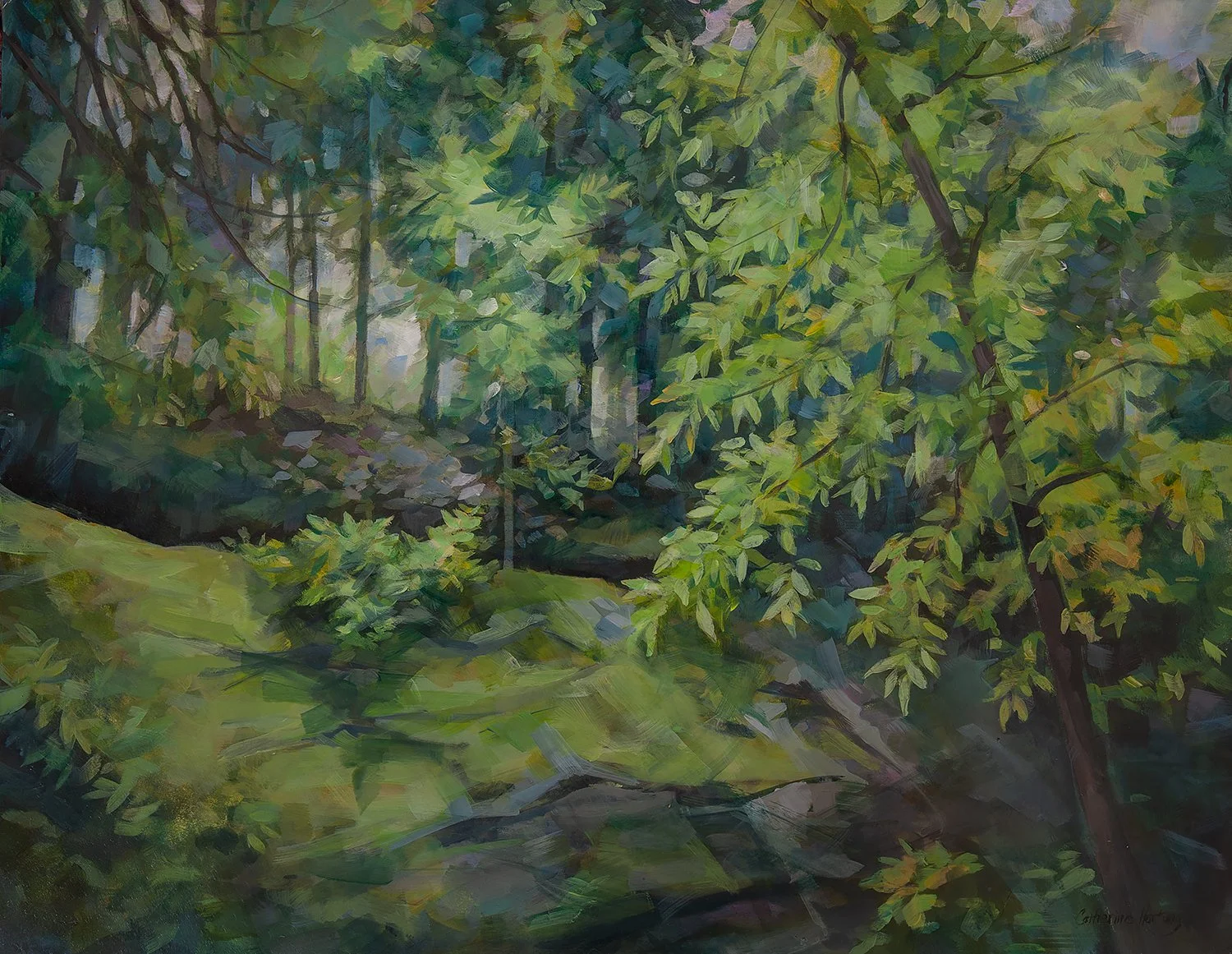 "Green Moss on the Mossy Cascade Trail" (Original sold - Limited series 14x18 in giclee prints available)