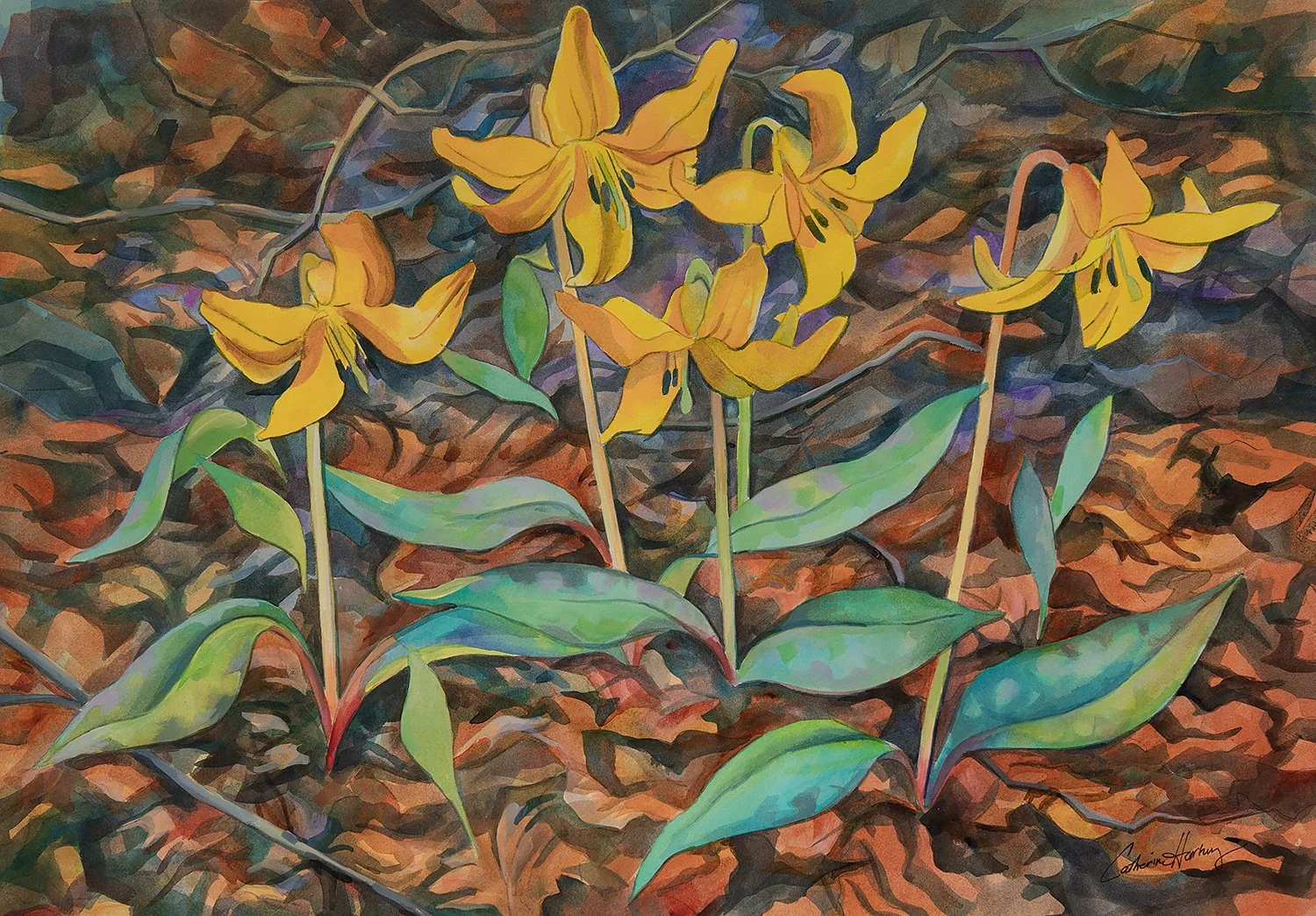 "Trout Lillies" (Original available, framed size 18x24 inch)
