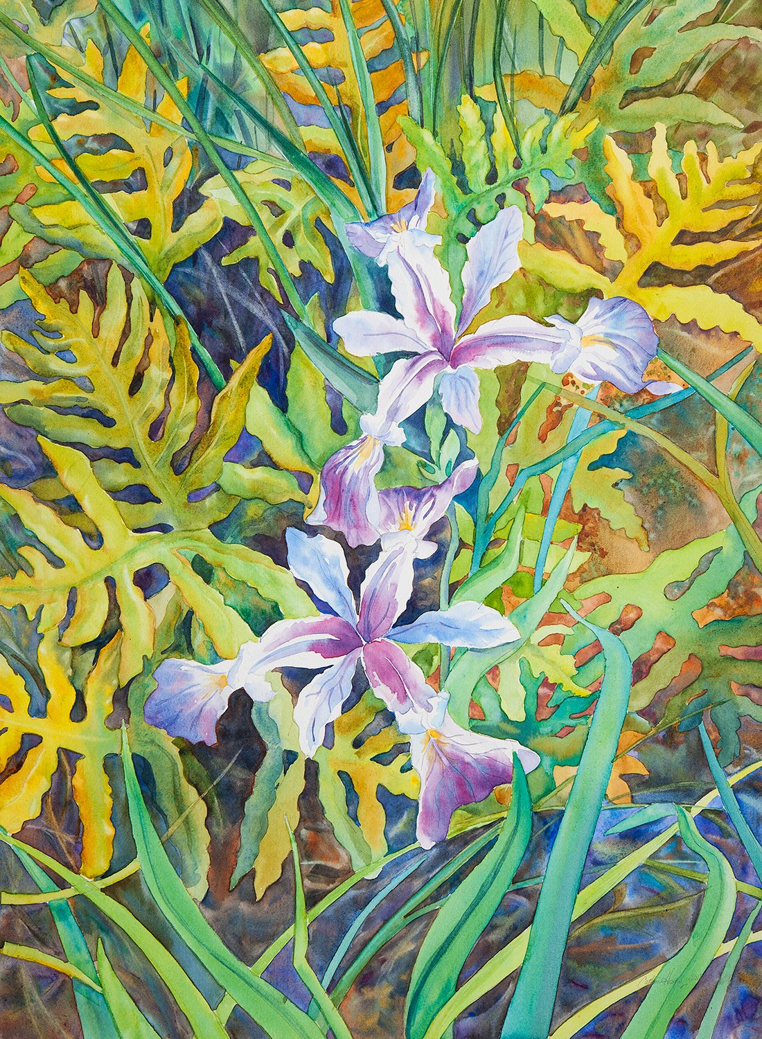 "Blue Flag & Fern" Original available.