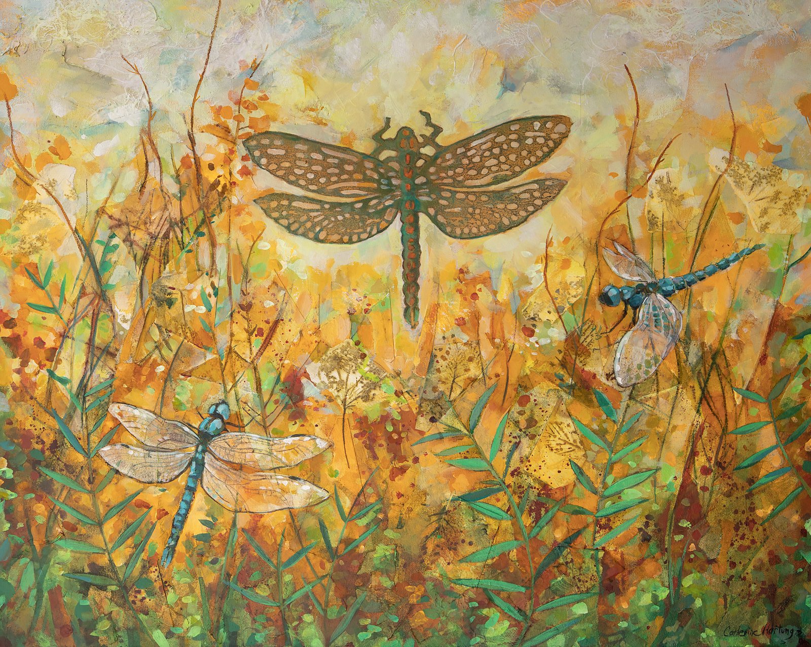"Dragonfly Season" (Original painting available 16x20 inch frame size)