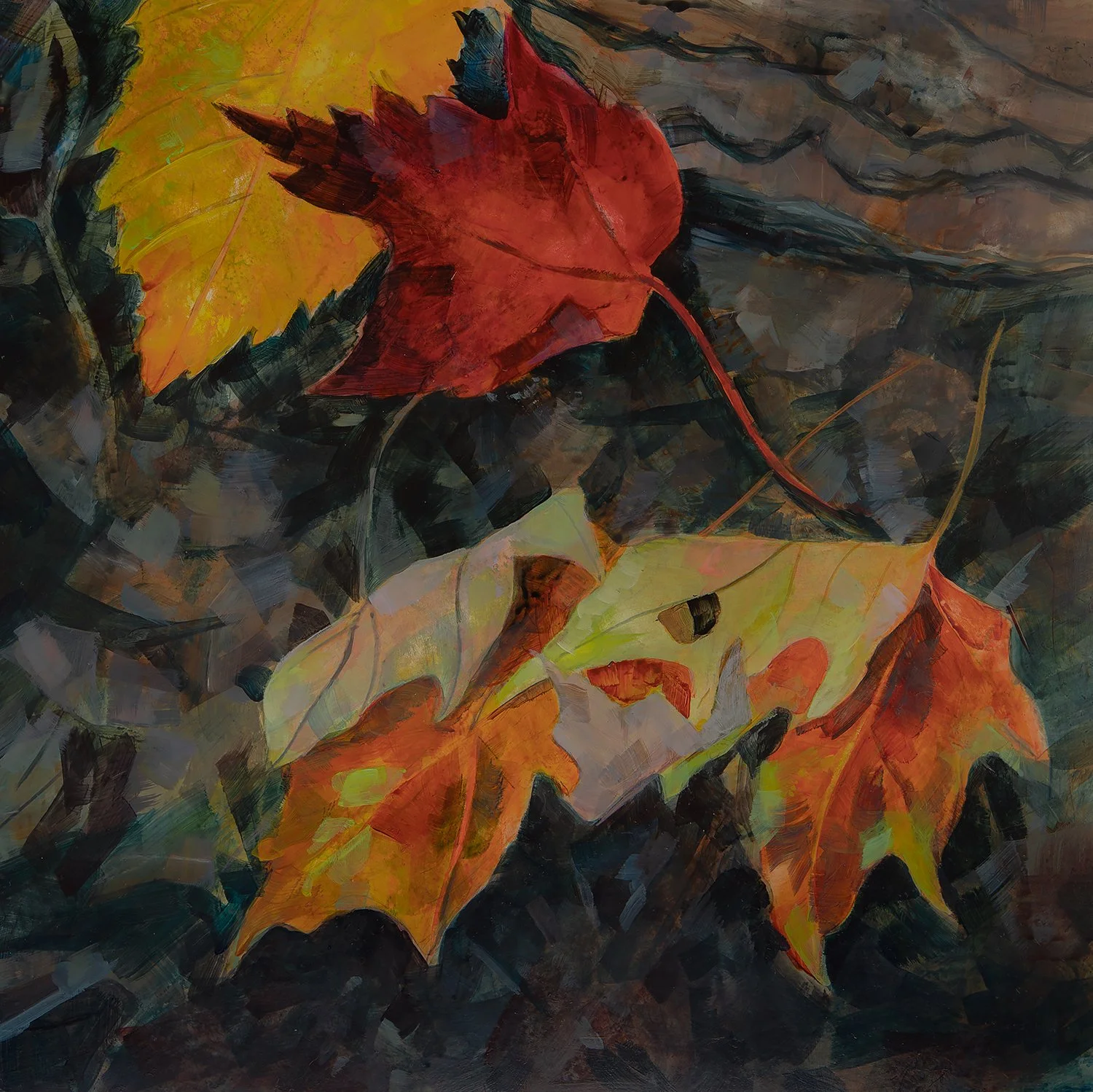 "Story of Leaves" (Original sold - 
giclee 10x10 inch prints available)
