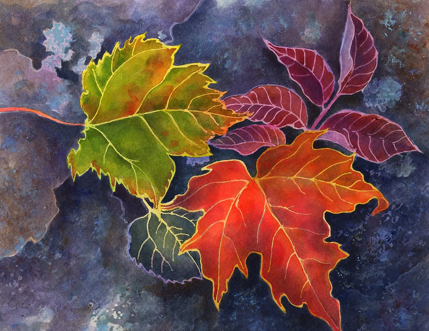 "Varied Leaves" (Original sold - 
giclee 6x9 prints available)