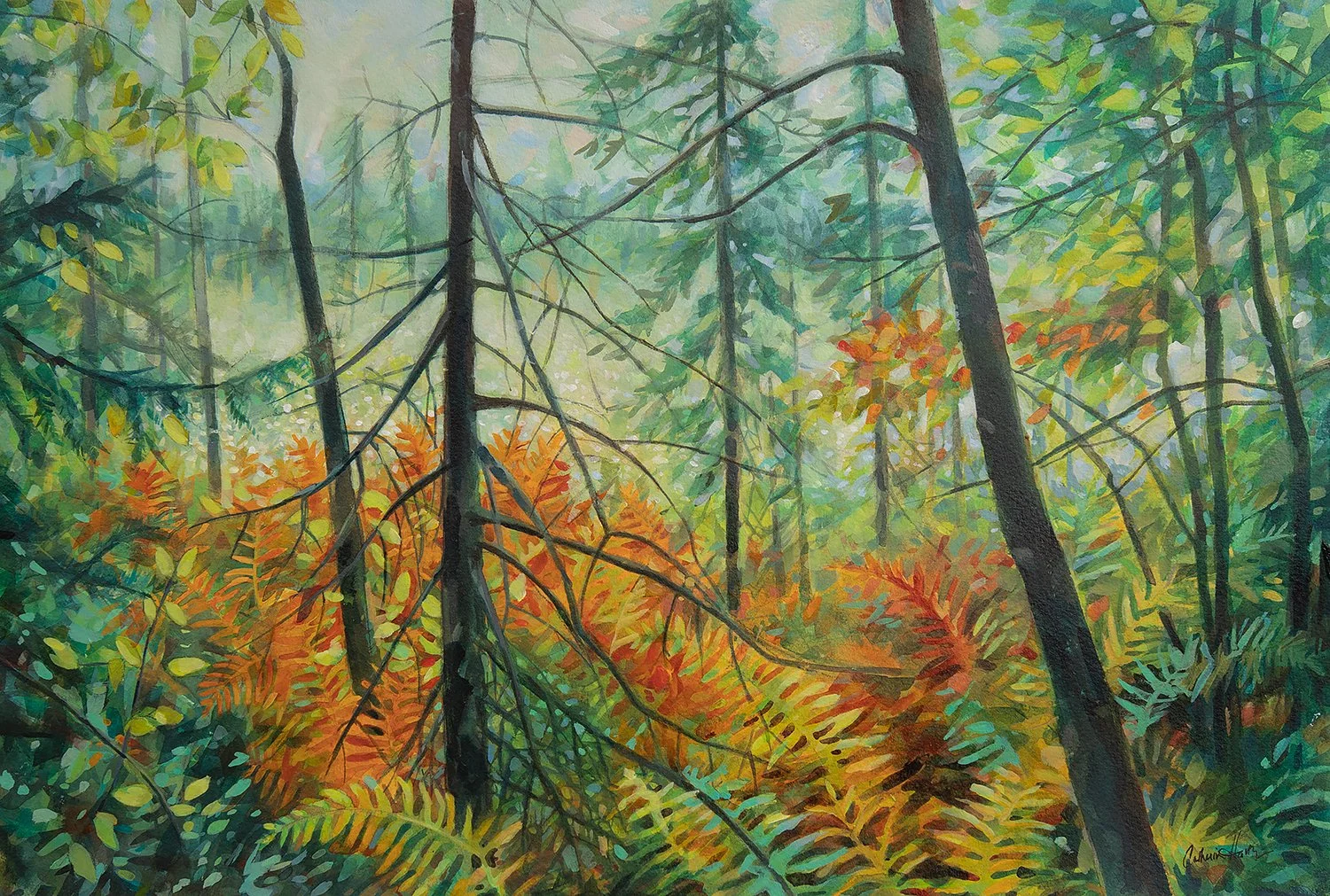 "Ferns and Bog Cotton, Heron Marsh" (Original sold - Limited series 13x19 inch giclee prints available.) 