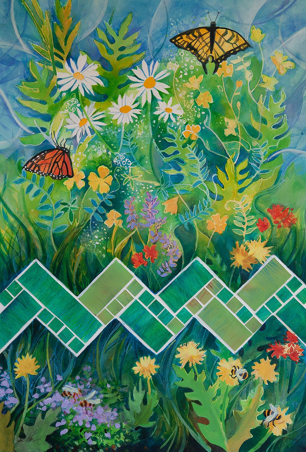 "Beekeeper's Lawn" (Original sold - 13x19 inch Giclee prints available)