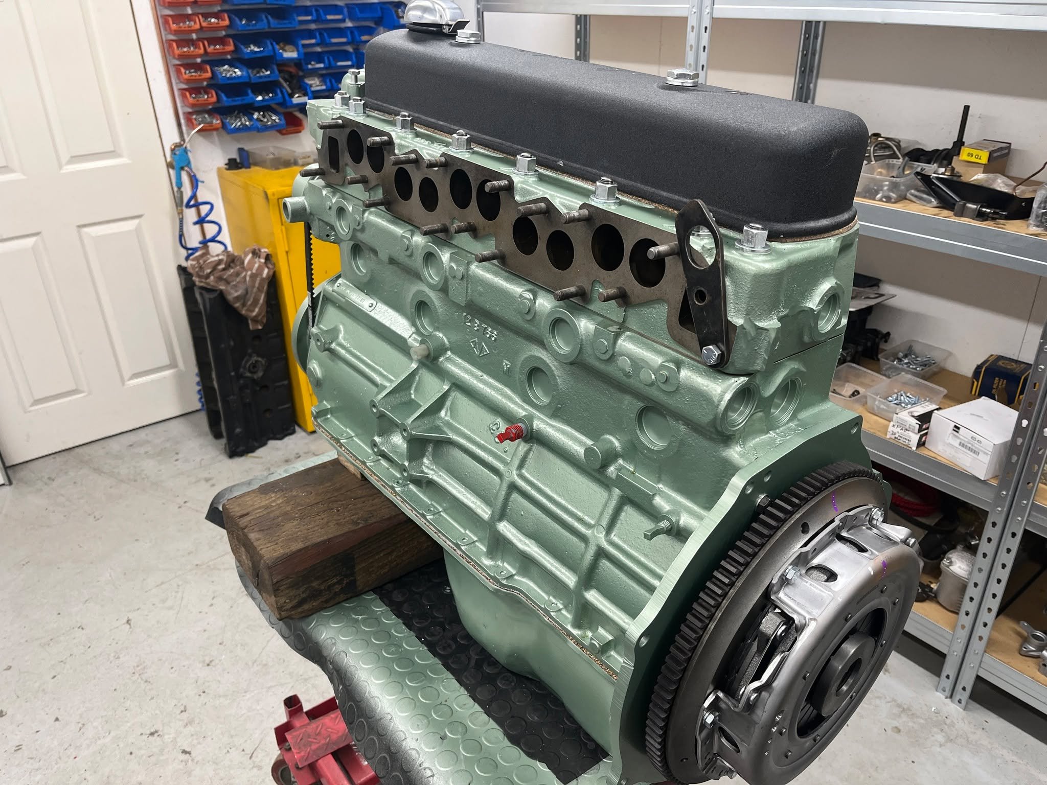 ooosh... this'll be a bit of fun once it's dressed back up and re-fitted... but thats a job for the customer to enjoy. They're a tight fit in the Austin Healey engine bay, but not as tight as some! 

This one has been built with a fast road cam and h