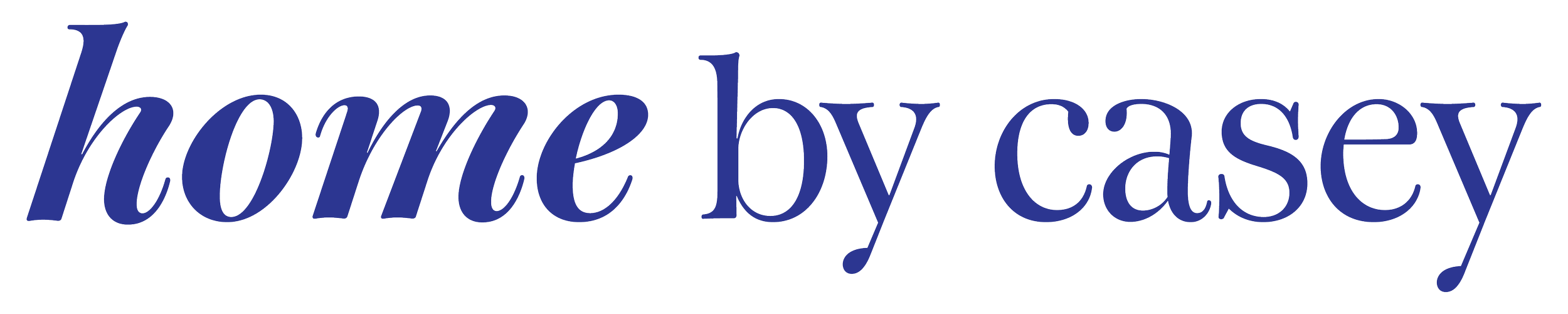 Text reads 'home by case' in a stylized, navy blue cursive font.