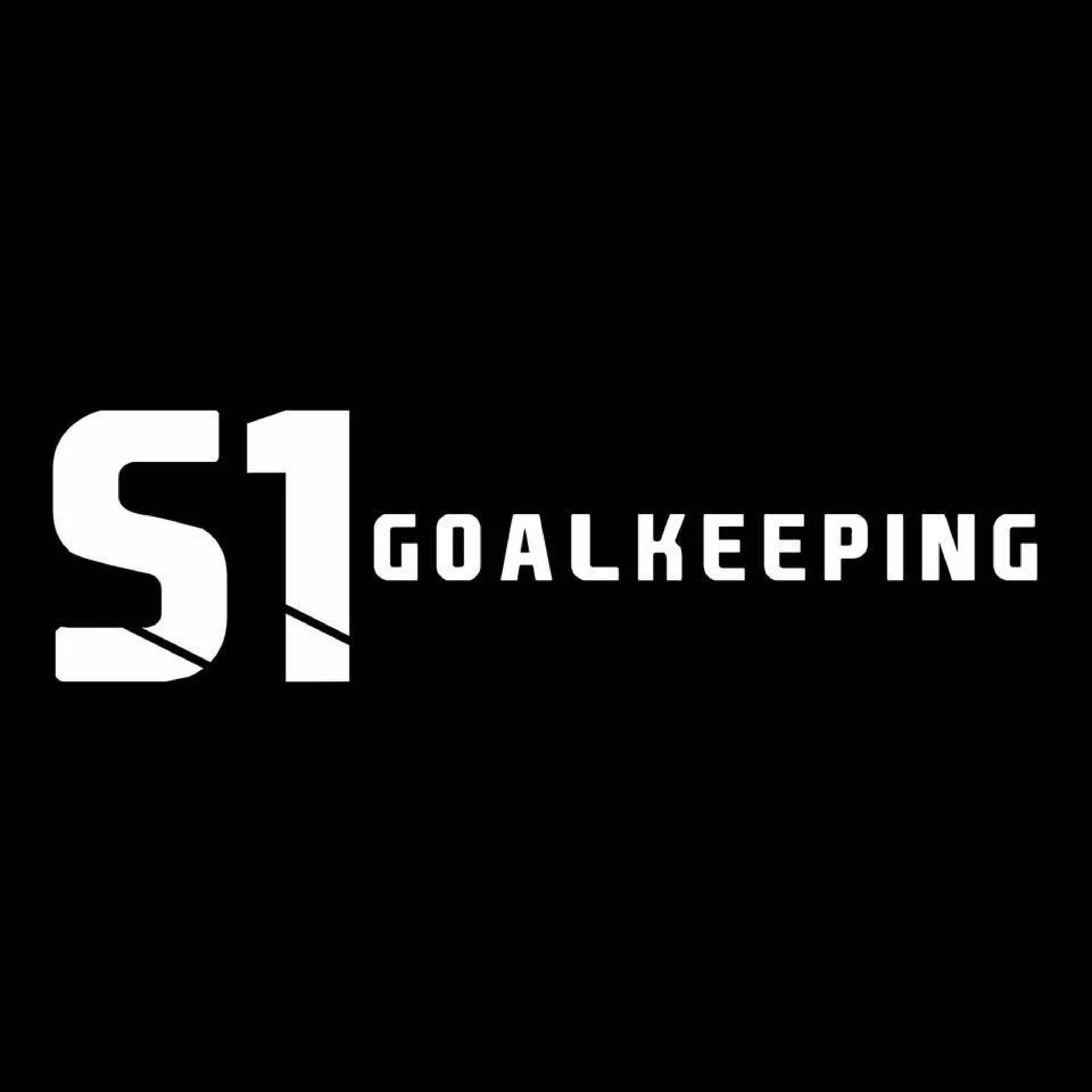 Black background with white text and graphics reading 'S1 Goalkeeping' and a stylized 'S' with a goal net attached to it.