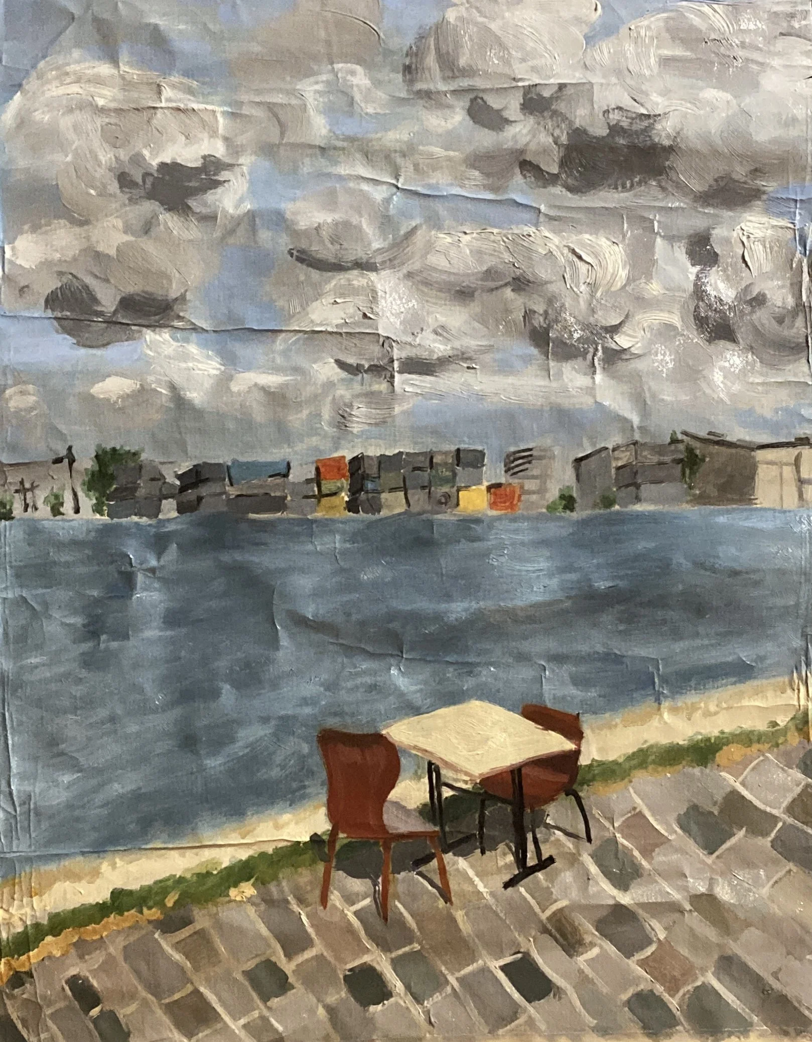 L'attente - Huile sur papier, 2024