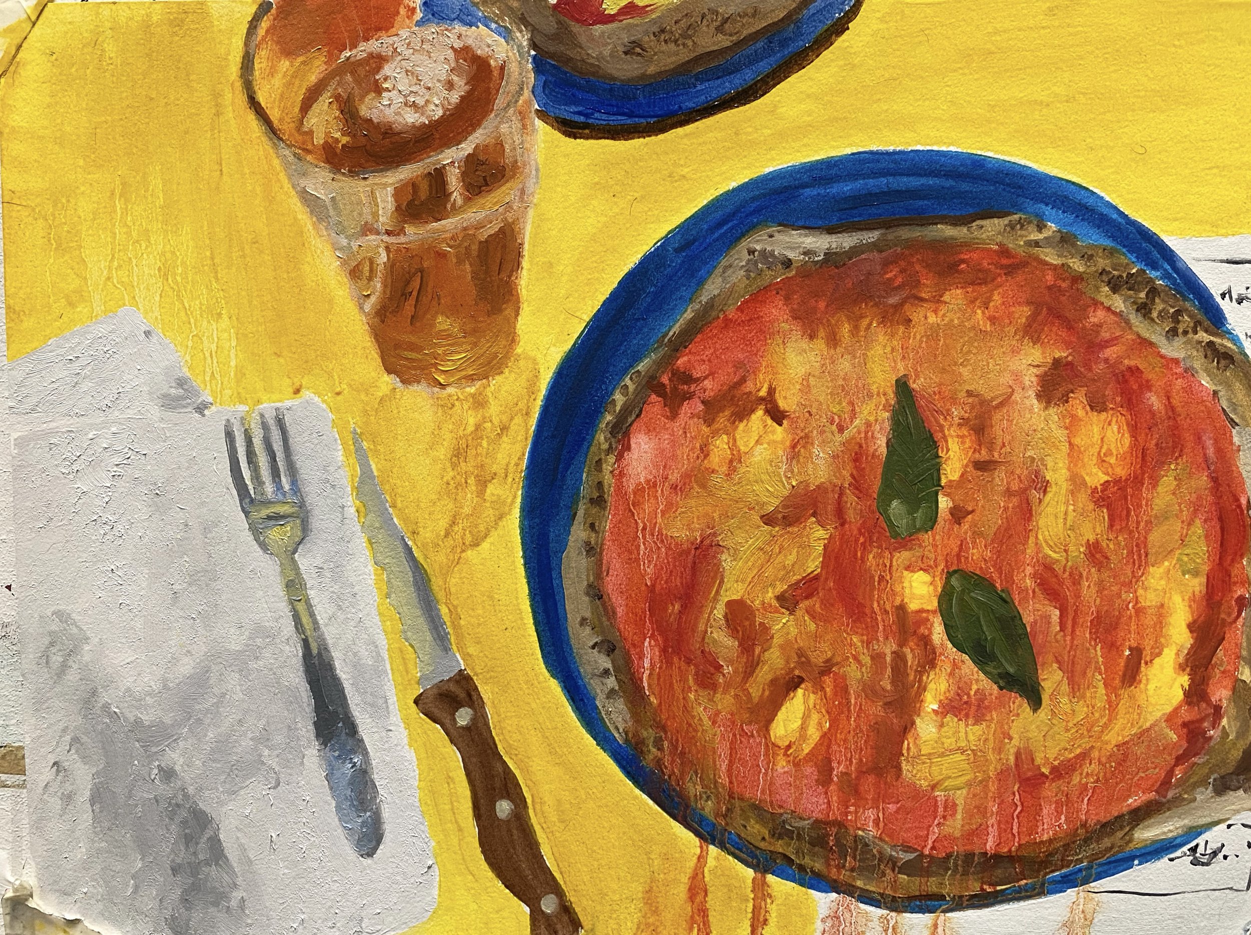 L'attente - Huile sur papier, 2022