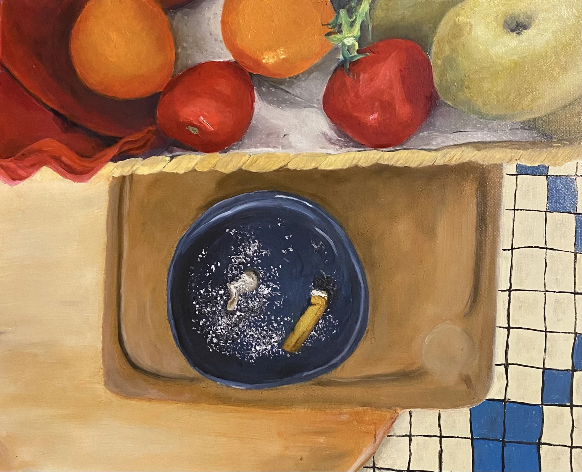 Chez Mamie - Huile sur papier, 2025
