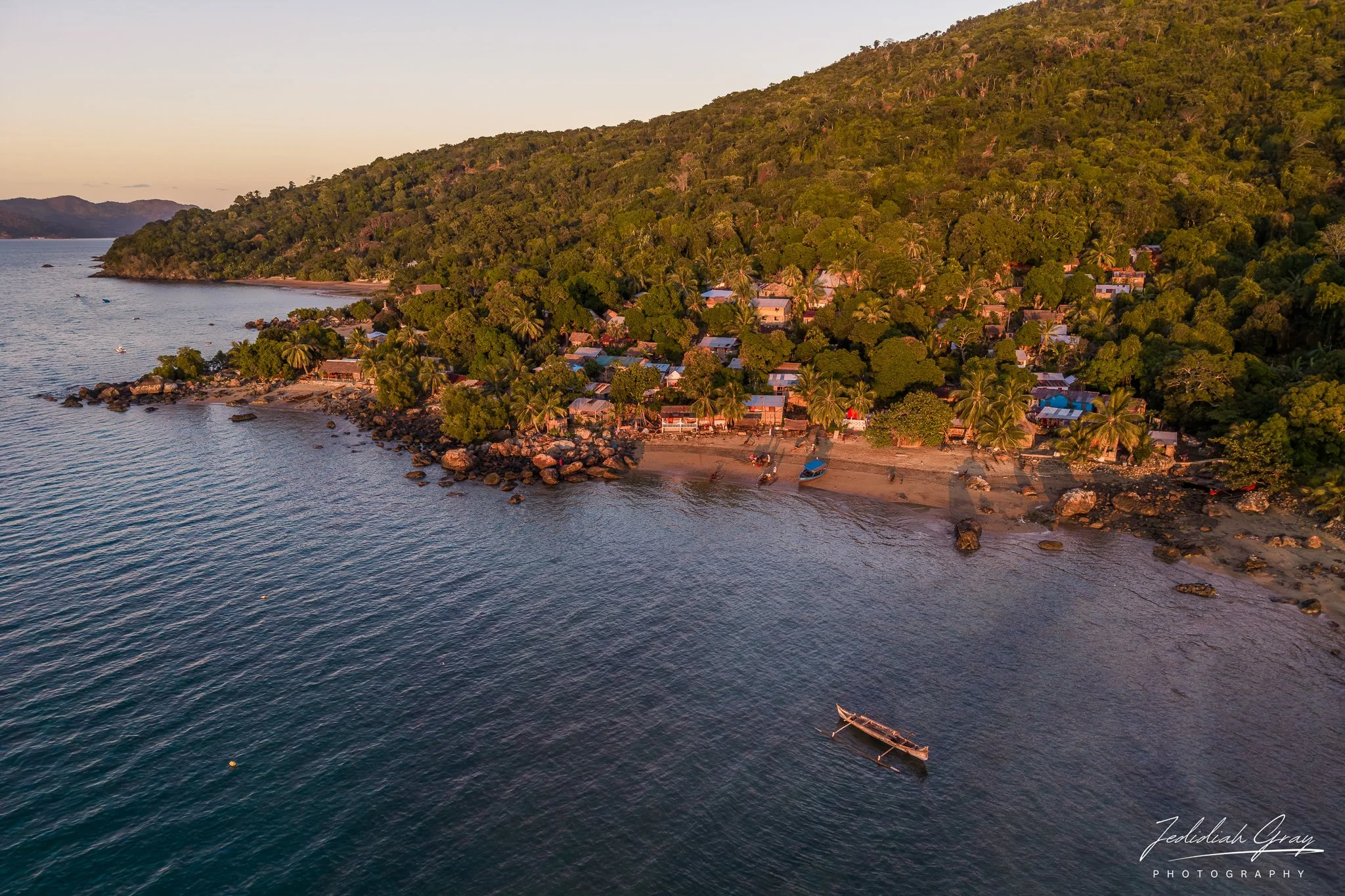 The first light of day on the village of Antamotamo, Nosy Komba