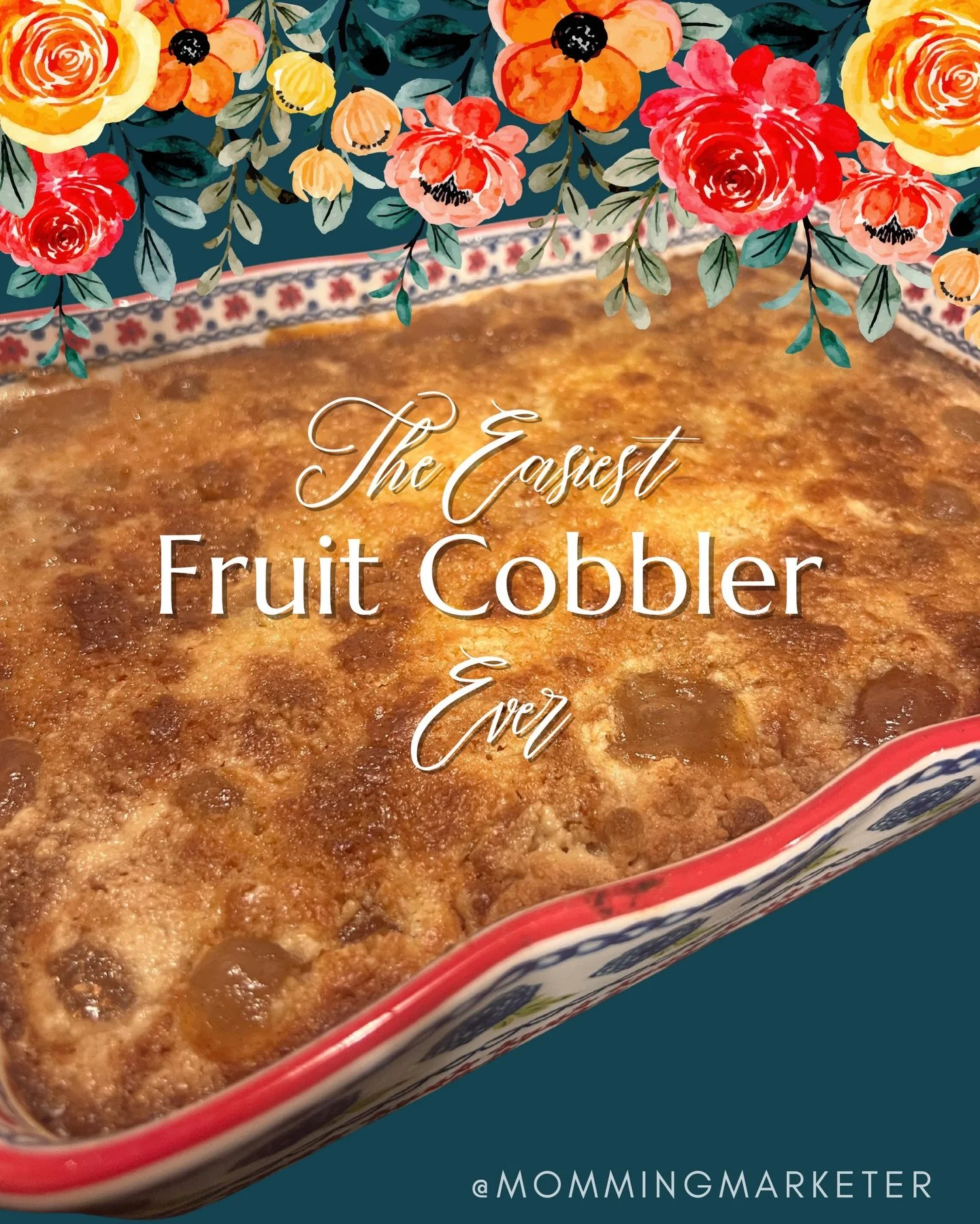 𝗧𝗛𝗘 𝗘𝗔𝗦𝗜𝗘𝗦𝗧 𝗙𝗥𝗨𝗜𝗧 𝗖𝗢𝗕𝗕𝗟𝗘𝗥 𝗥𝗘𝗖𝗜𝗣𝗘 𝗘𝗩𝗘𝗥
From start to in the oven was less than 5 minutes! 
2 cans of pie filling of your choice
3 sticks of butter
1 box Golden Butter cake mix (I prefer Duncan Hines)

Use either a 9x9 o