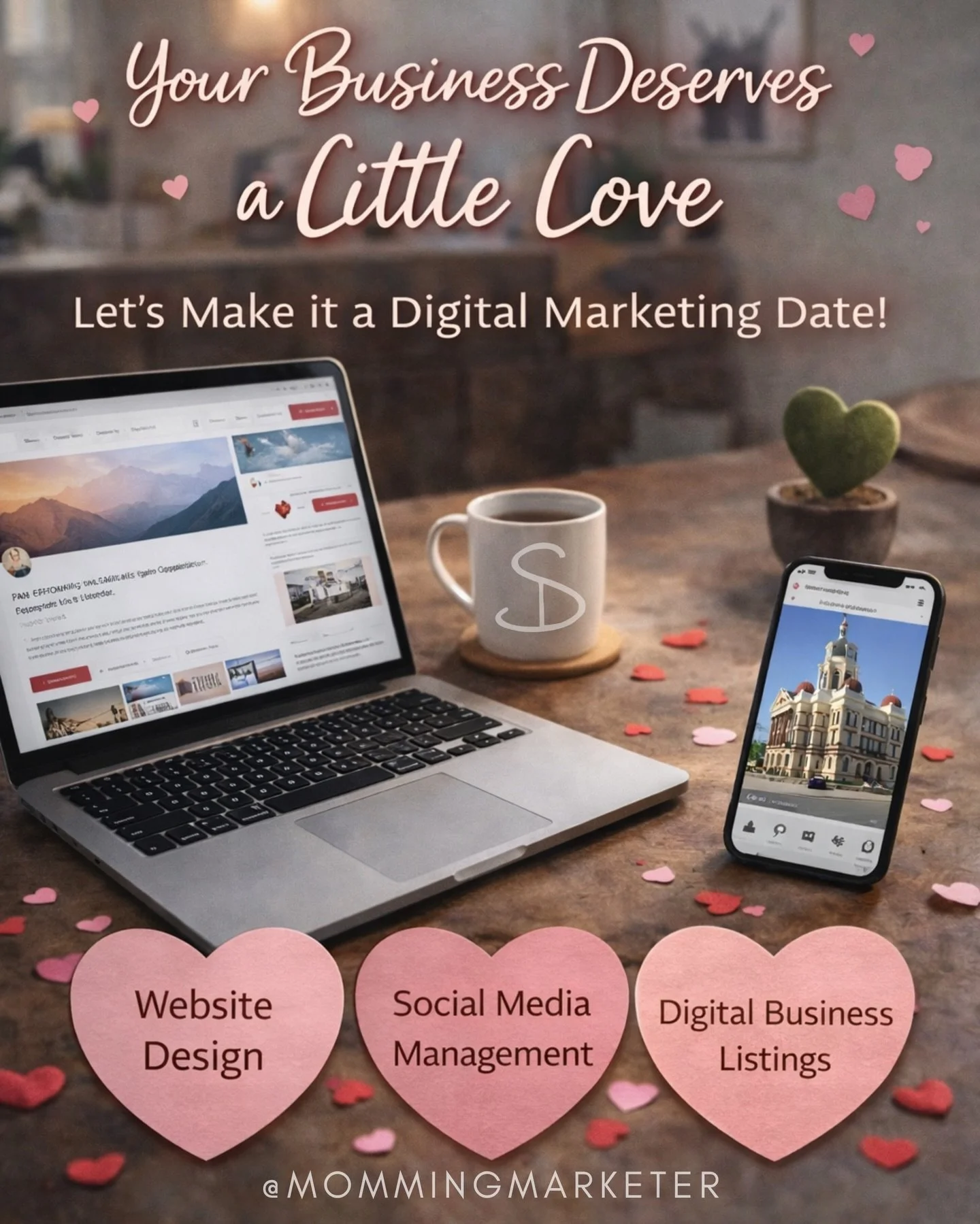 𝗬𝗼𝘂𝗿 𝗯𝘂𝘀𝗶𝗻𝗲𝘀𝘀 𝗱𝗲𝘀𝗲𝗿𝘃𝗲𝘀 𝗮 𝗹𝗶𝘁𝘁𝗹𝗲 𝗹𝗼𝘃𝗲!
This Valentine&rsquo;s Day, give your online presence the attention it actually needs.
From 𝘄𝗲𝗯𝘀𝗶𝘁𝗲 𝗱𝗲𝘀𝗶𝗴𝗻 and 𝗦𝗘𝗢 to 𝘀𝗼𝗰𝗶𝗮𝗹 𝗺𝗲𝗱𝗶𝗮 𝗺𝗮𝗻𝗮𝗴𝗲𝗺𝗲𝗻𝘁 an