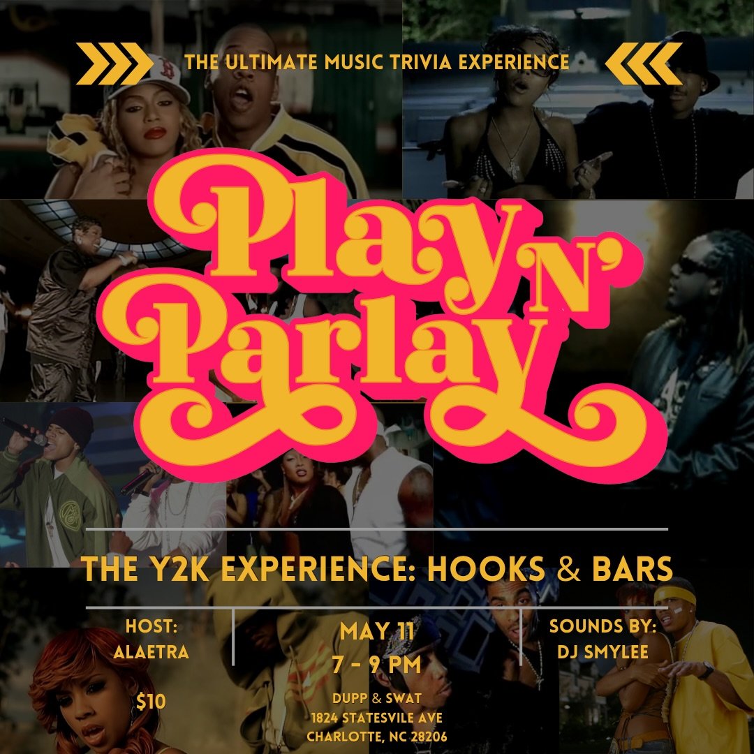 Music trivia experience back in Charlotte Monday 5/11. Pull up to Dupp &amp; Swat, for Play &amp; Parlay! catch a vibe, test your music knowledge and win some cash! Tickets available in @playnparlay bio

Let&rsquo;s have some fun 🛸
