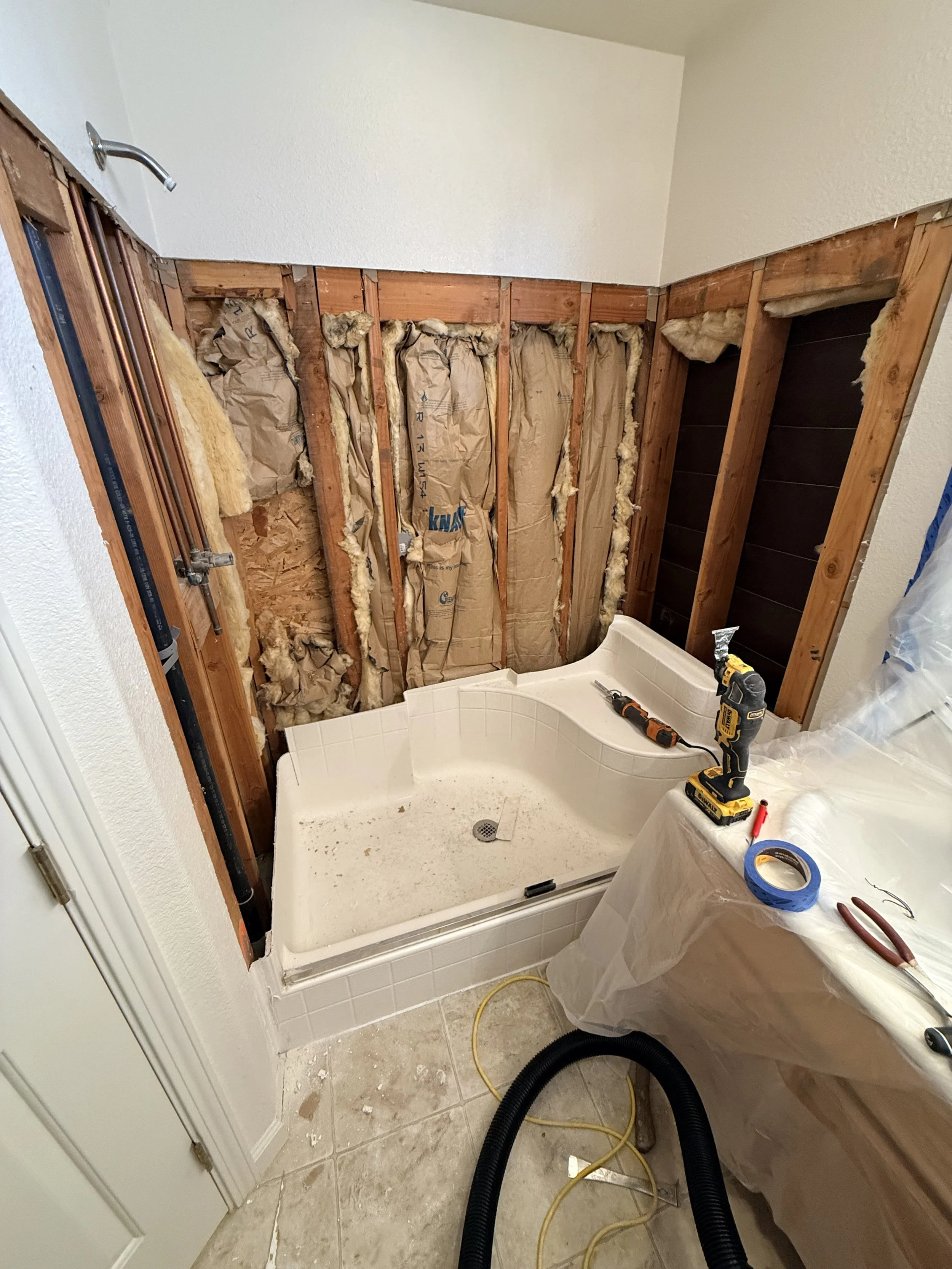 Shower Renovation 4 - All the wall panels cut out