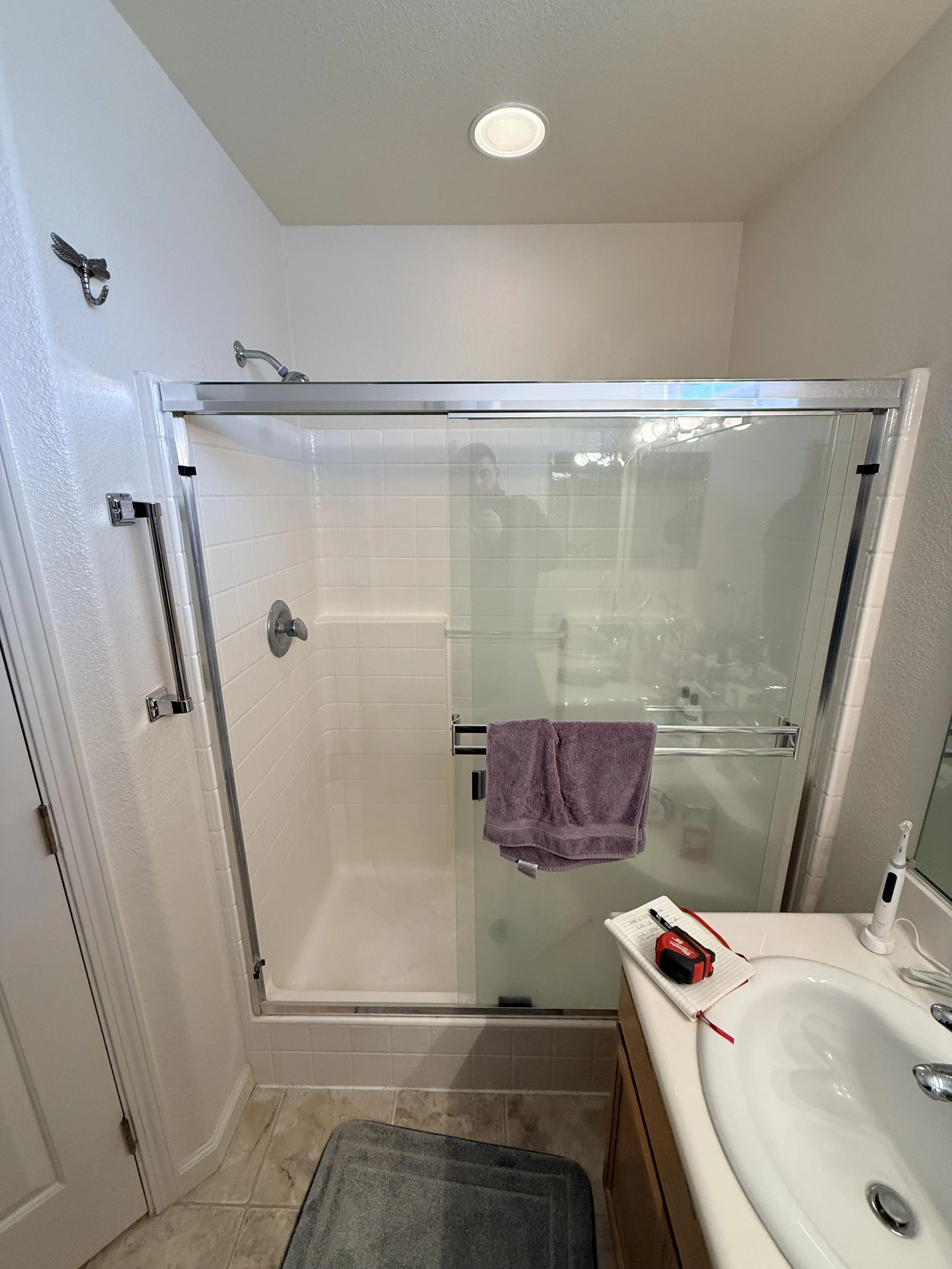 Shower Renovation 1 - The original one piece fiberglass shower system had a crack in the pan 