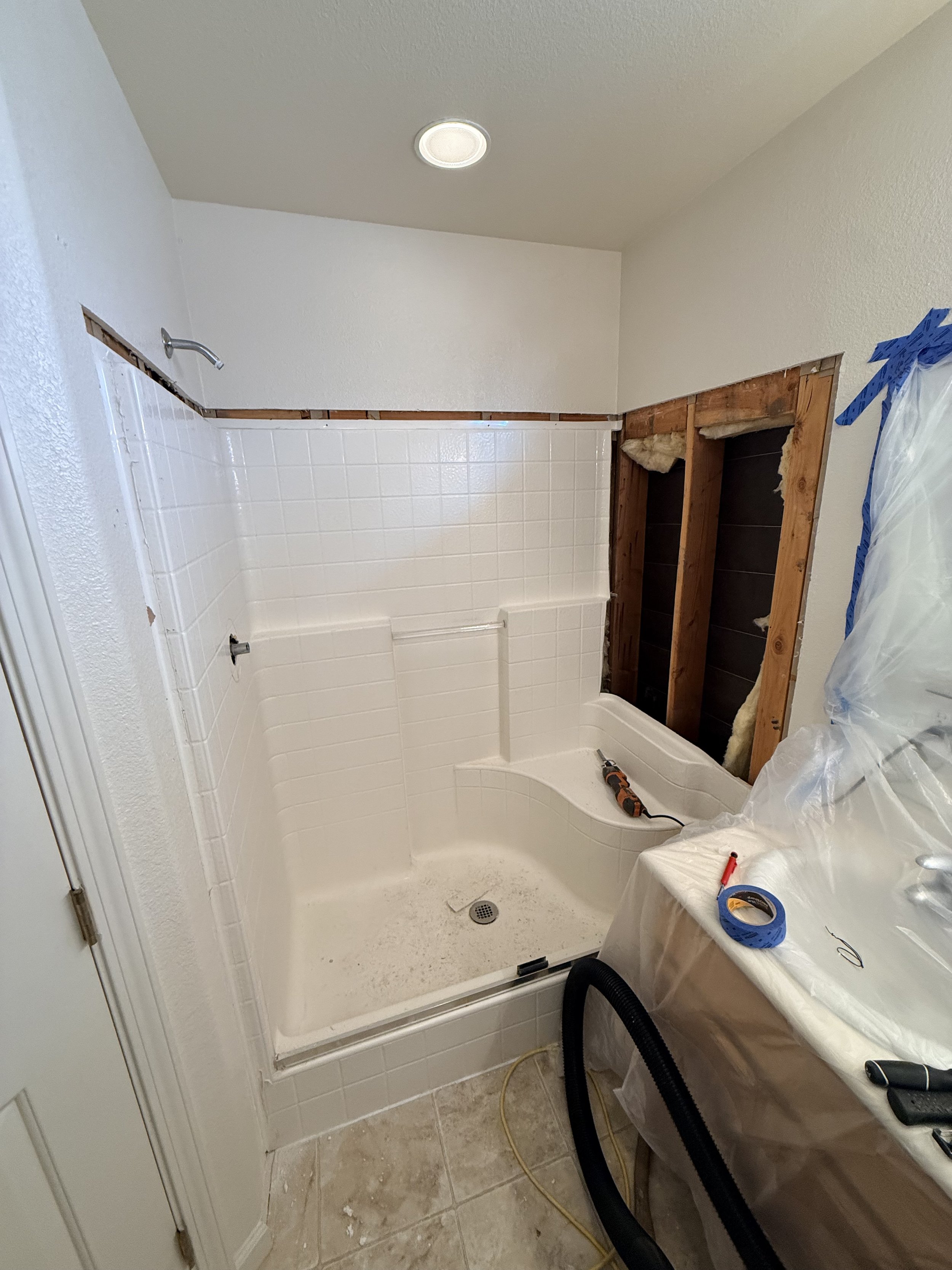 Shower Renovation 3 - Had to cut out the shower system as the whole thing was one piece