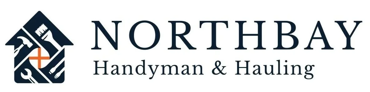 Northbay Handyman & Hauling logo with tools and shield design.