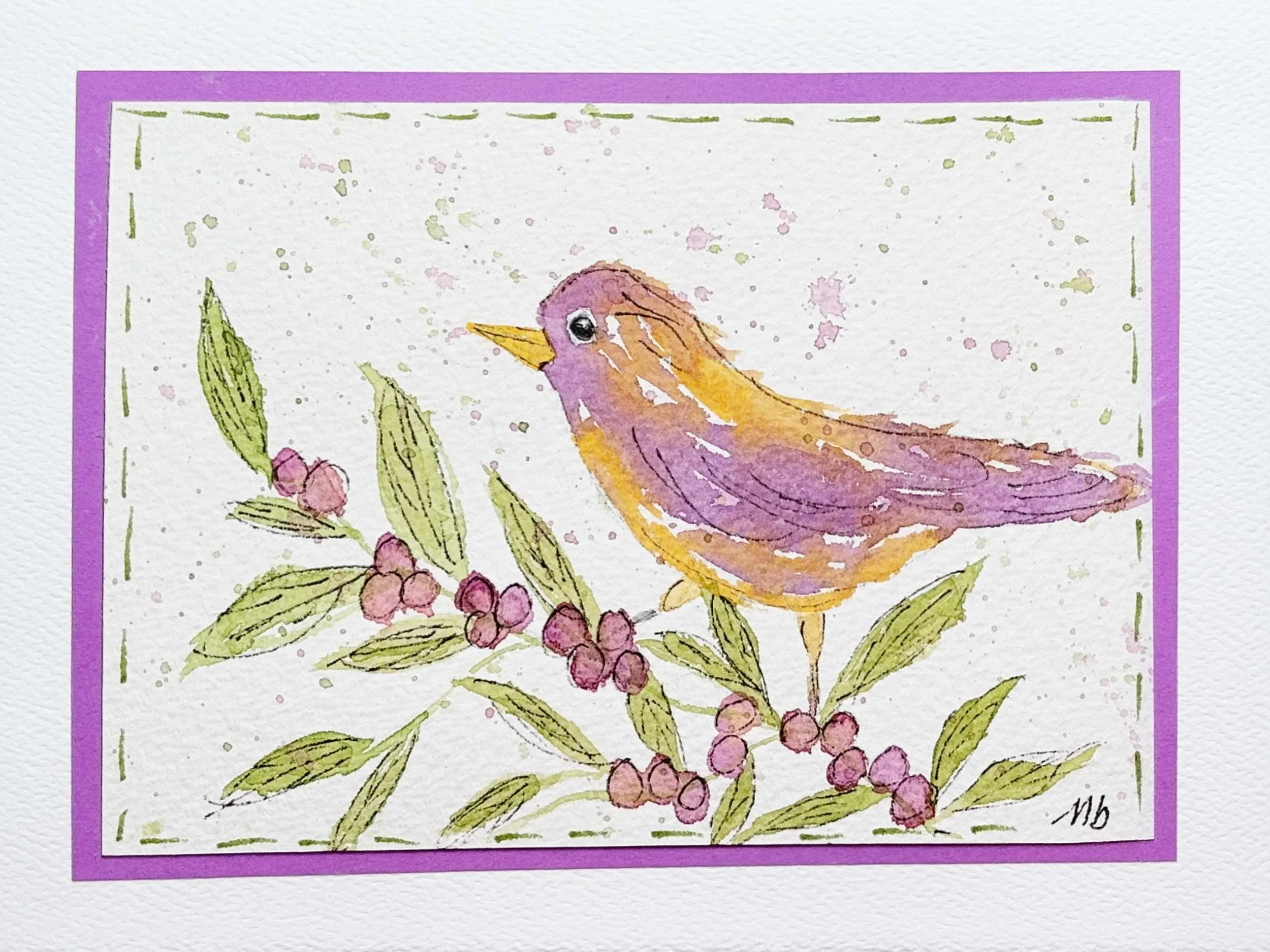 Oiseau mauve et jaune - format 1