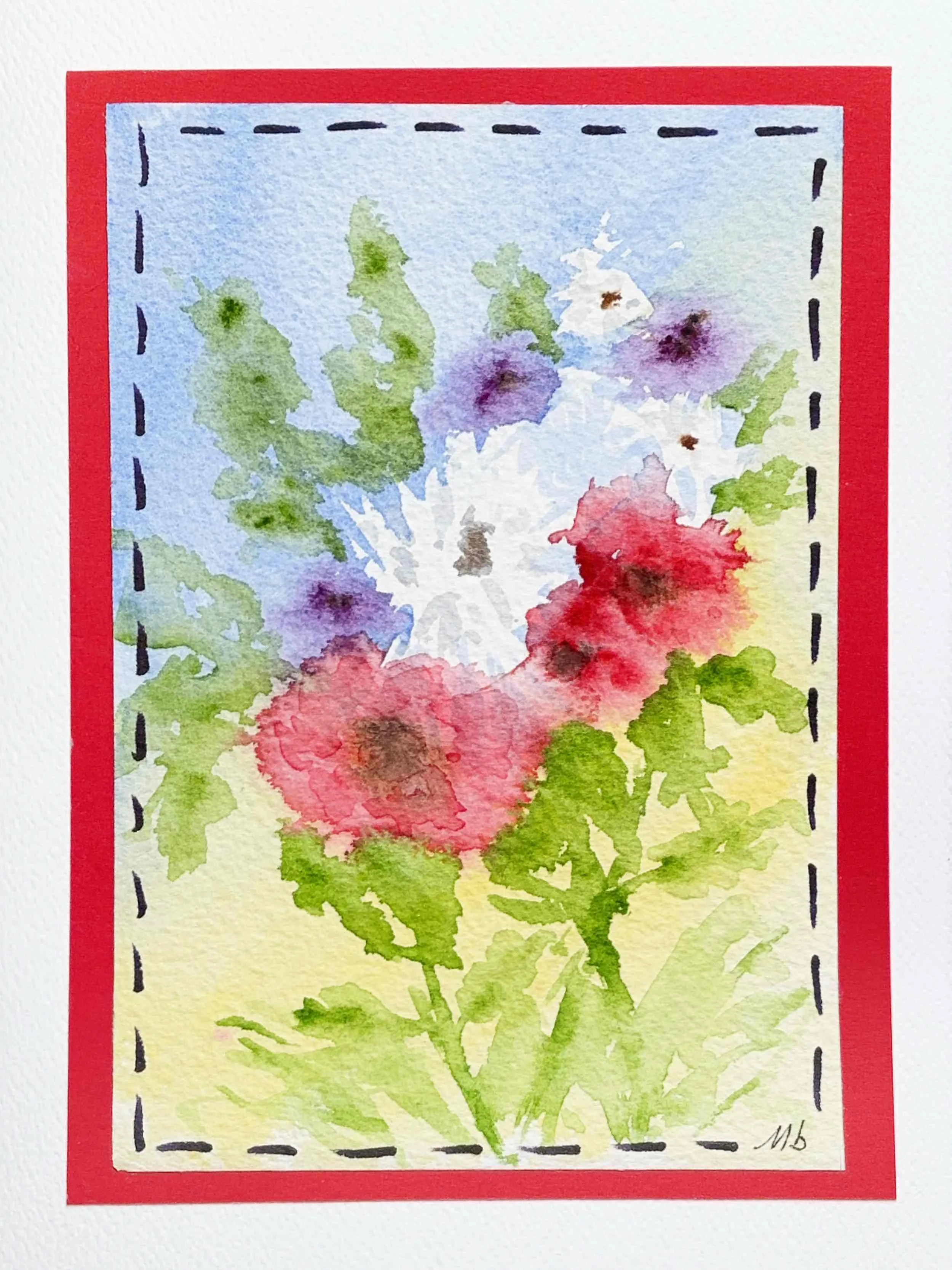 Bouquet rouge, blanc et mauve - format 1