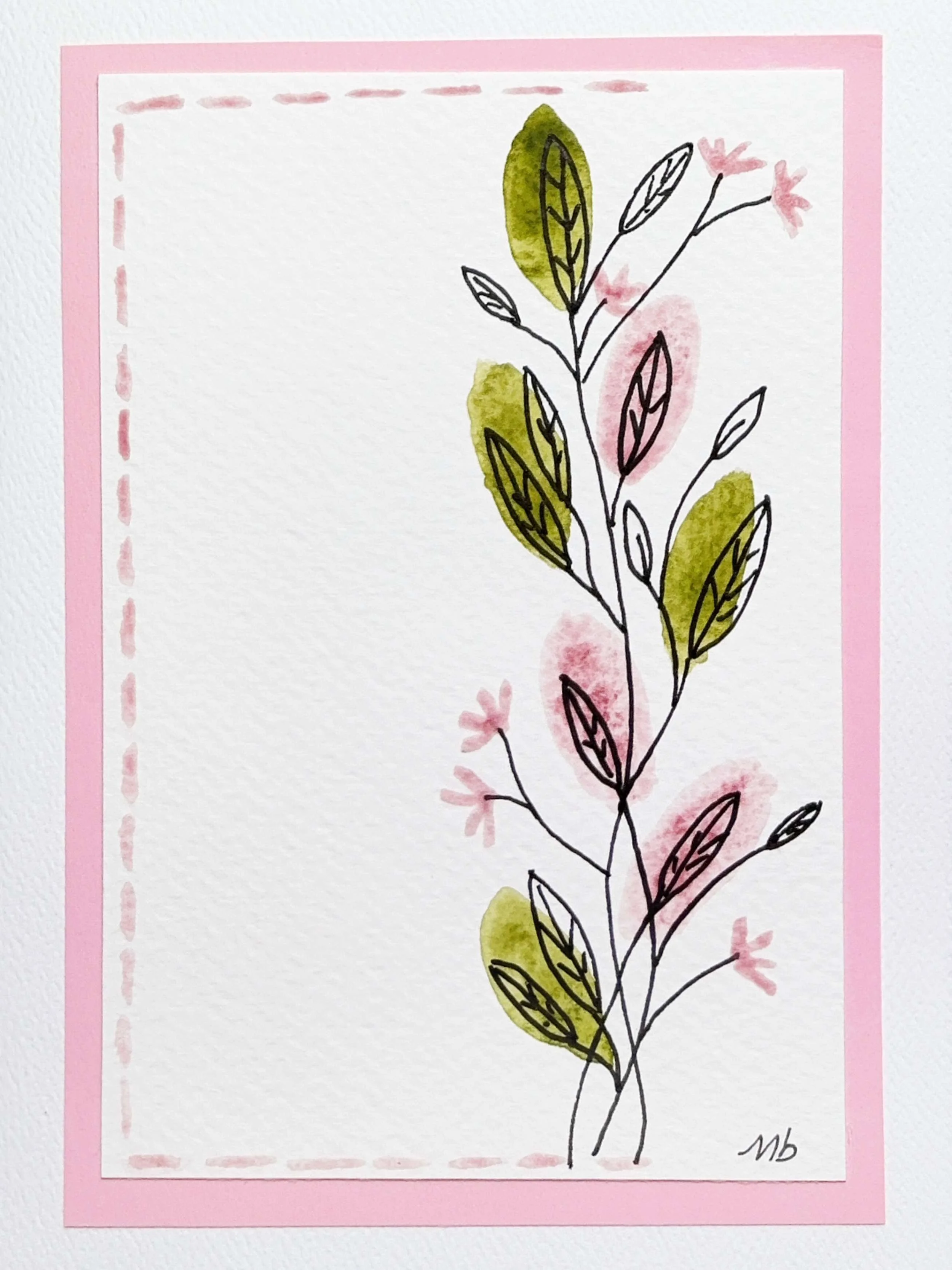 Feuillage vert et rose - format 1