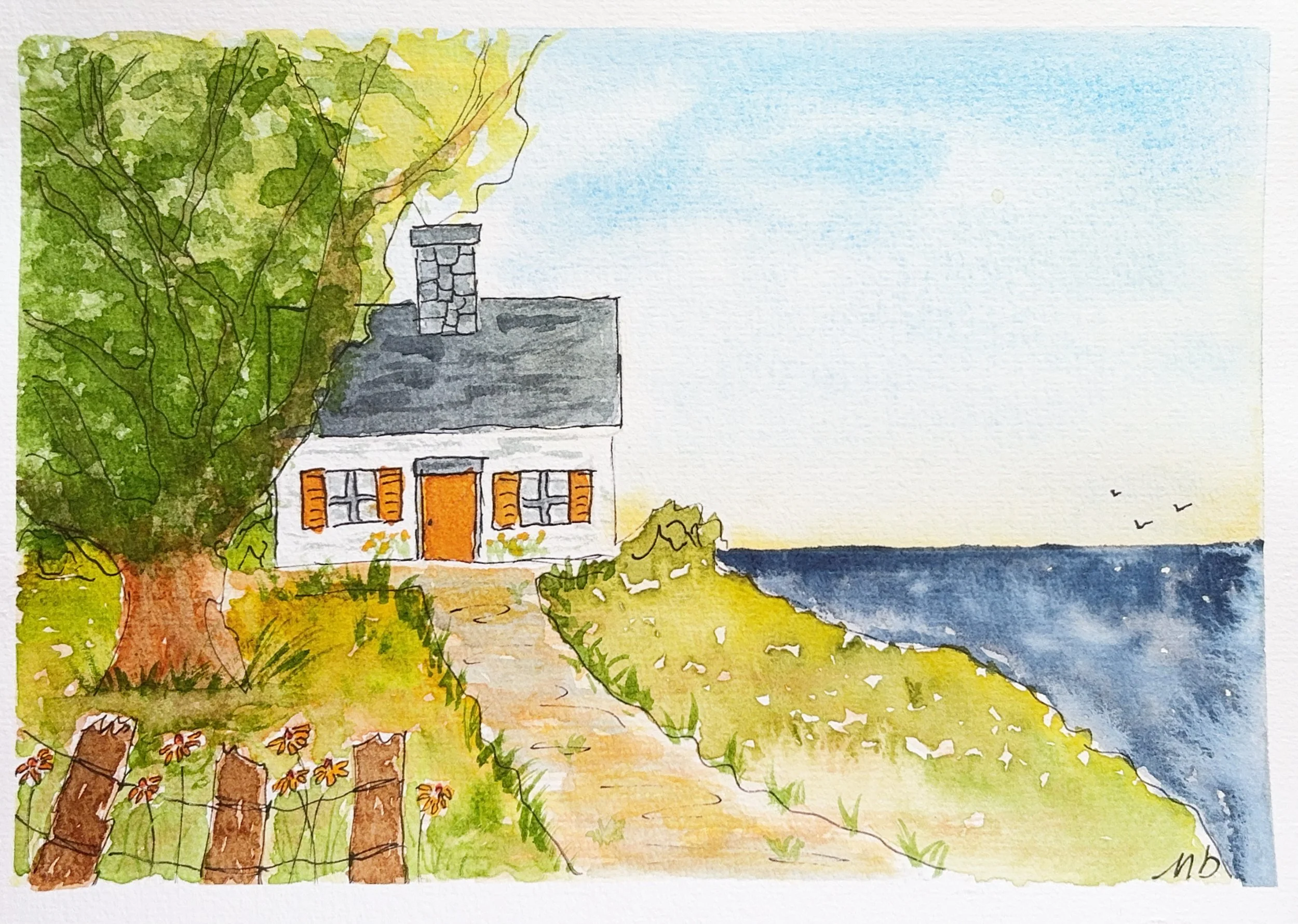 Maison au bord du fleuve - 14 1/2 X 21 cm - 30 $