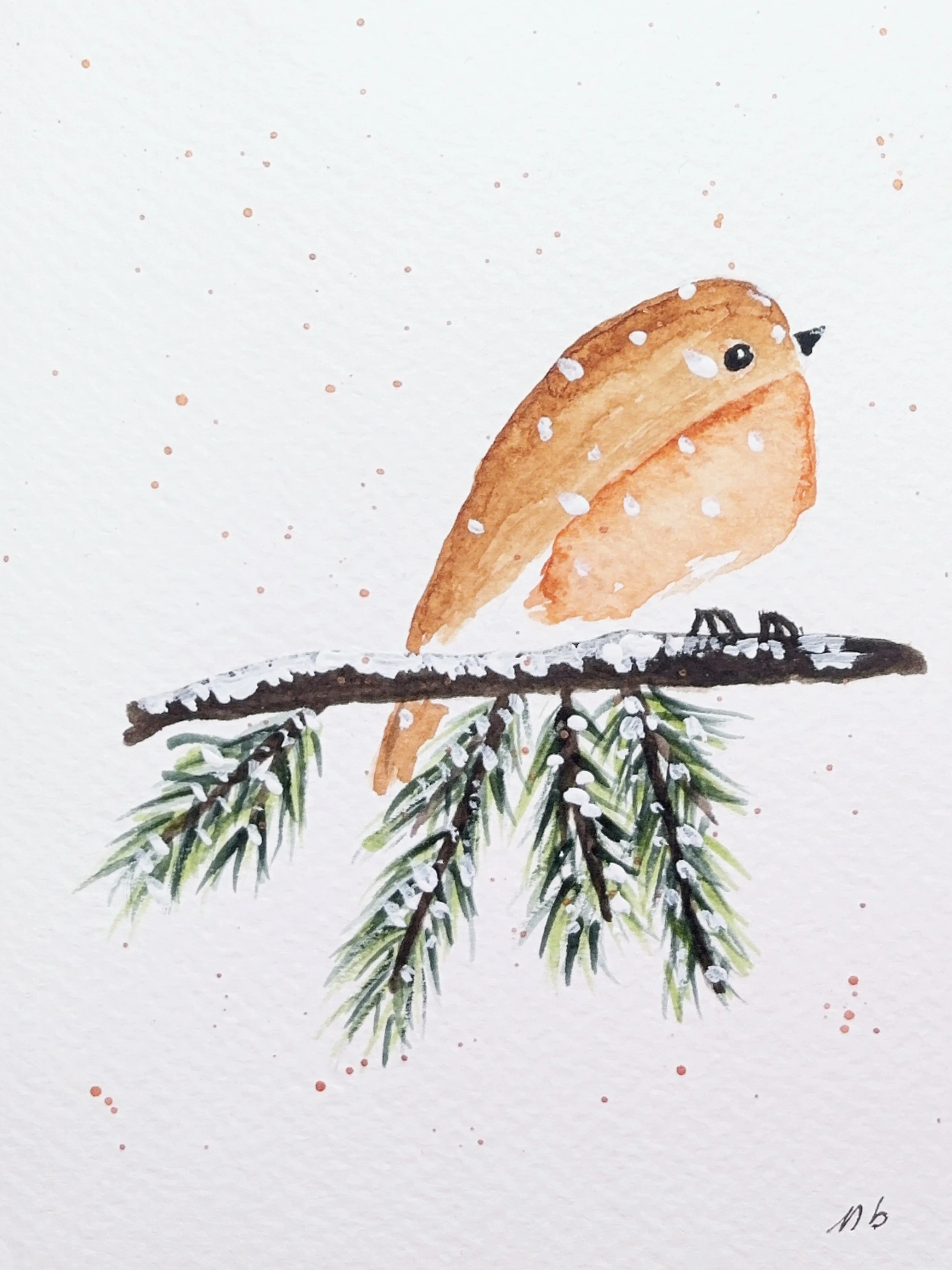 Chant d'oiseau l'hiver - 11 X 15 cm - 15 $