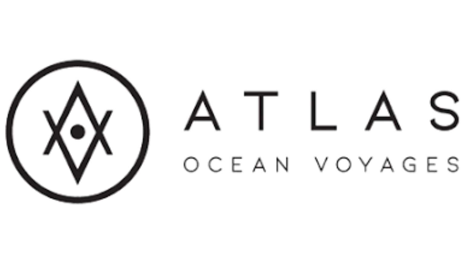 Logo for Atlas Ocean Voyages with a circular geometric design and stylized compass points.